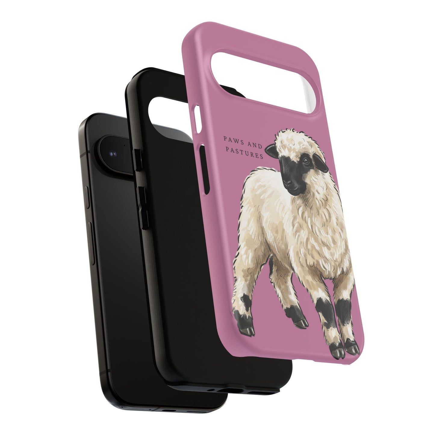 Pink Valais Blacknose Sheep Phone Case – 'Paws and Pastures' Cute Lamb Protective iPhone Cover