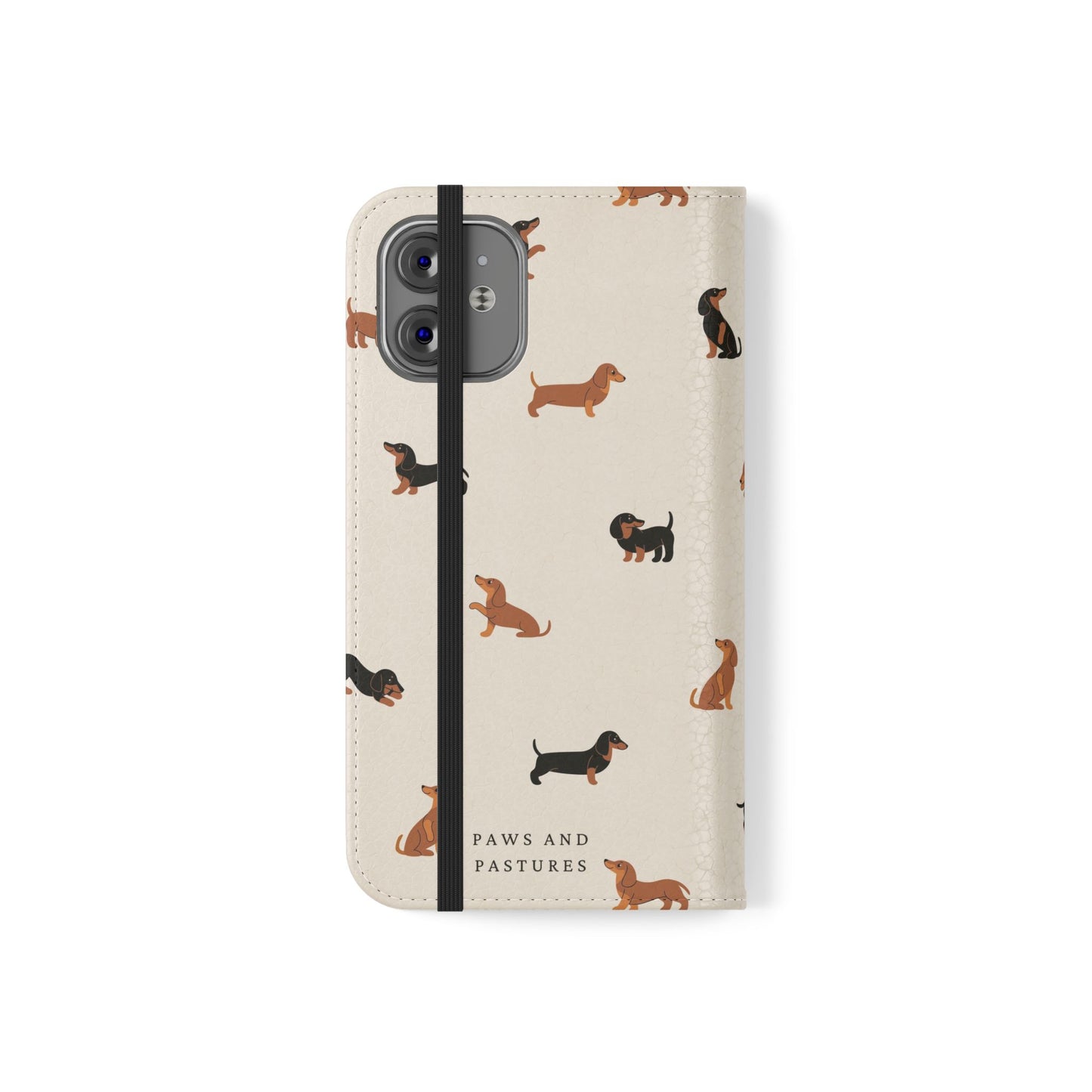 Dachshund Pattern Flip Phone Case — Wallet Folio with Card Slots