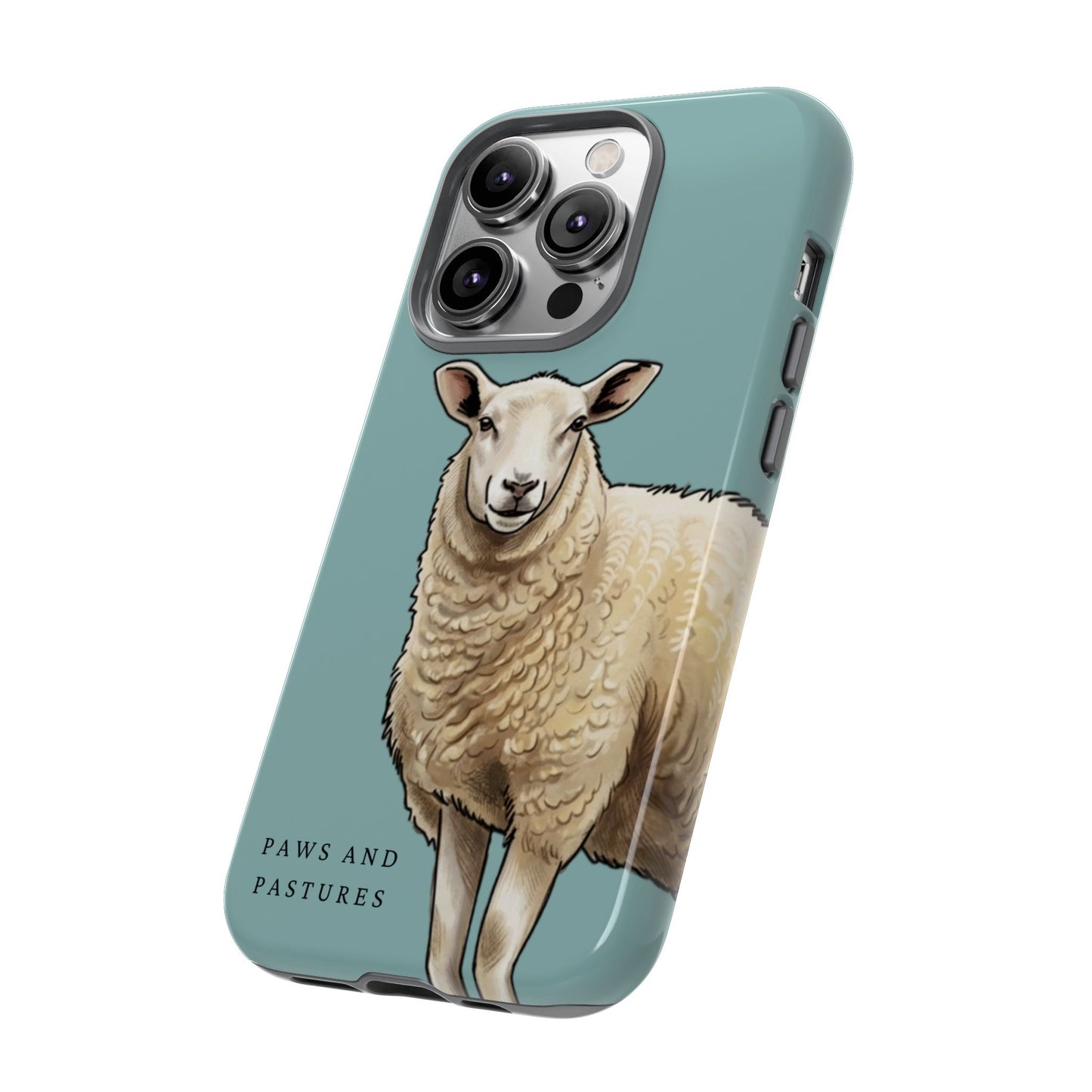 Teal Sheep Illustration Tough Phone Case