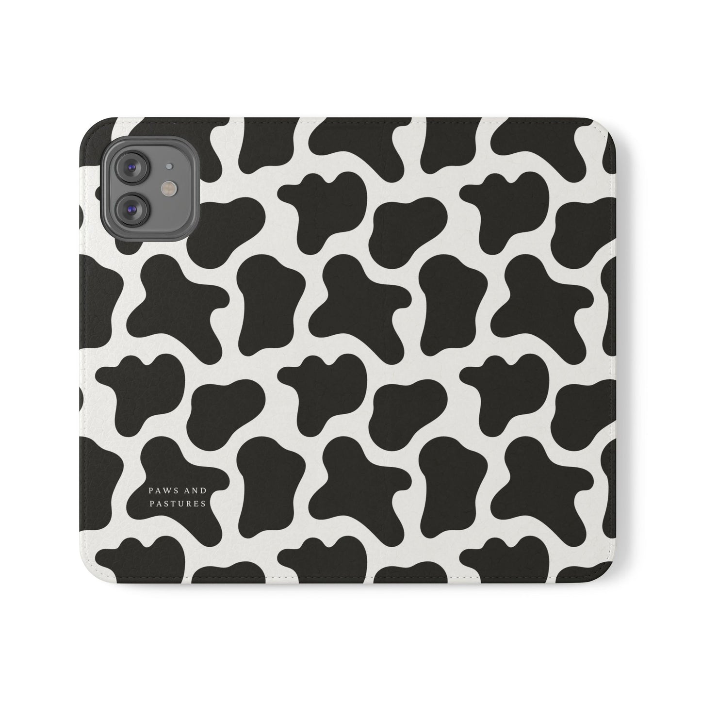 Cow Print Flip Phone Case — Black & White Wallet Flip Case