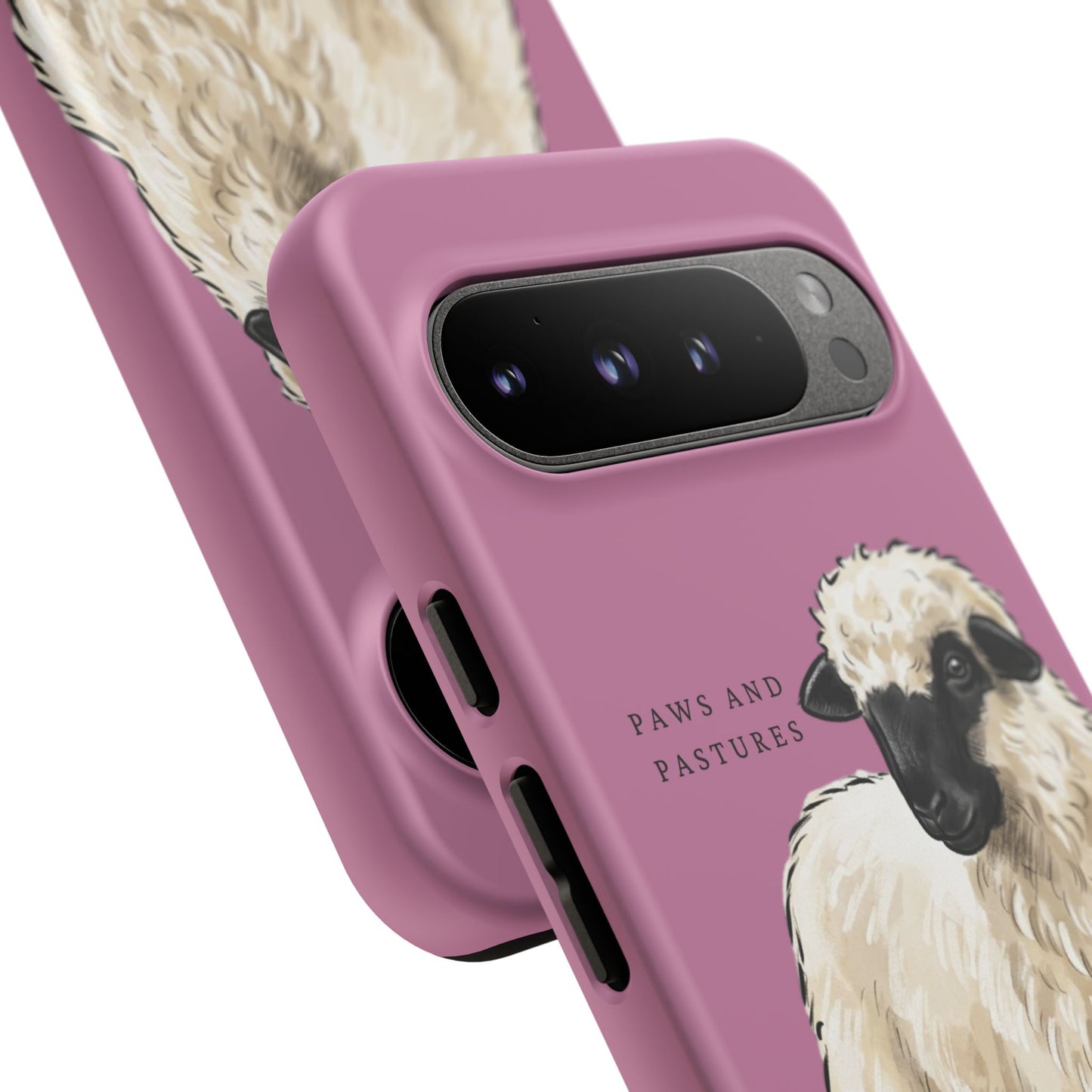 Pink Valais Blacknose Sheep Phone Case – 'Paws and Pastures' Cute Lamb Protective iPhone Cover