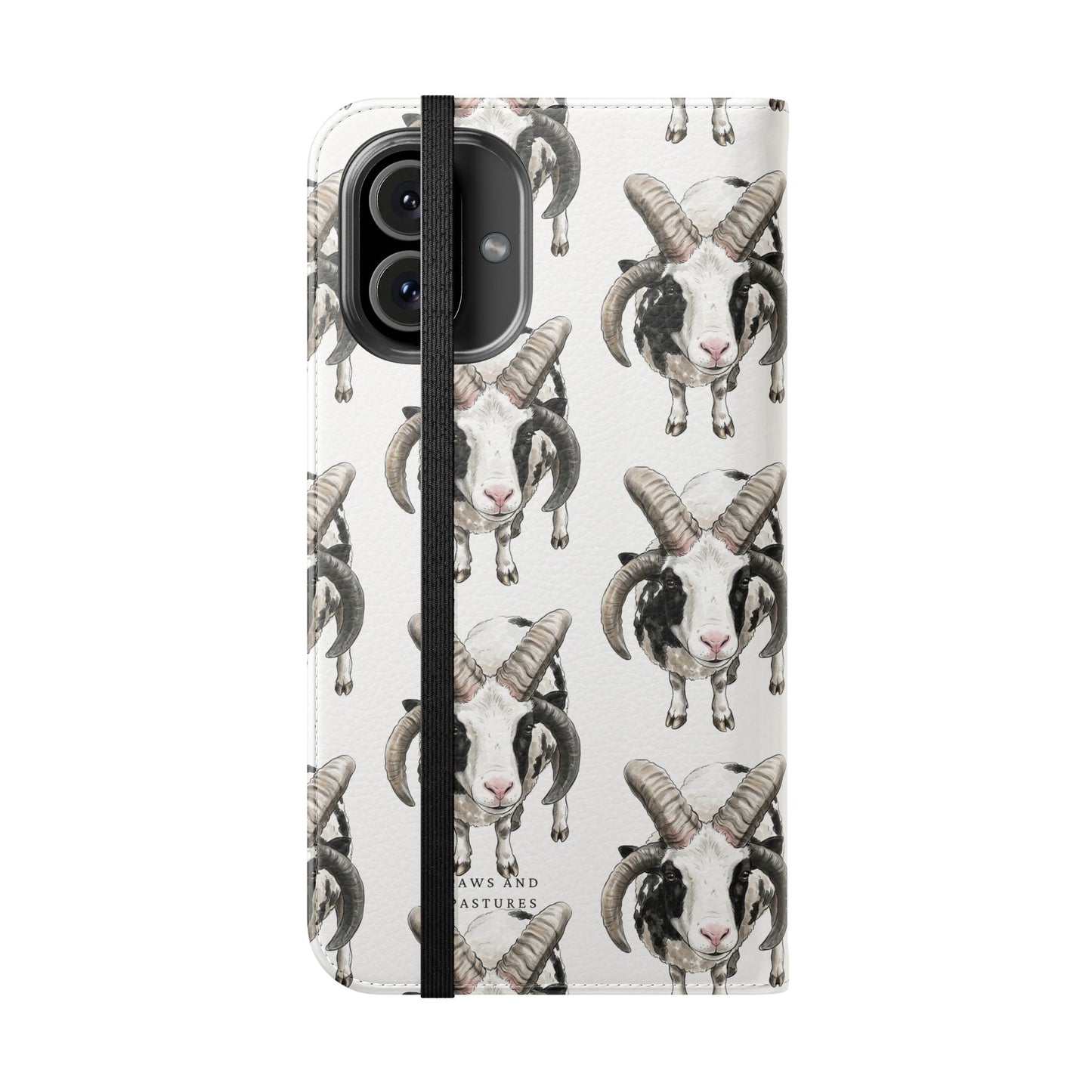 Jacob Sheep Pattern Flip Phone Case — Cute Farm Animal Wallet Cover