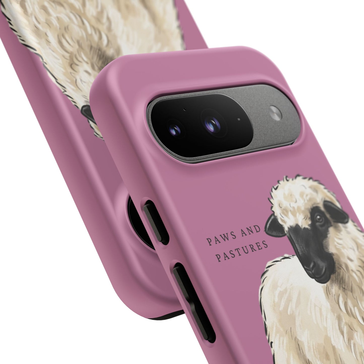 Pink Valais Blacknose Sheep Phone Case – 'Paws and Pastures' Cute Lamb Protective iPhone Cover