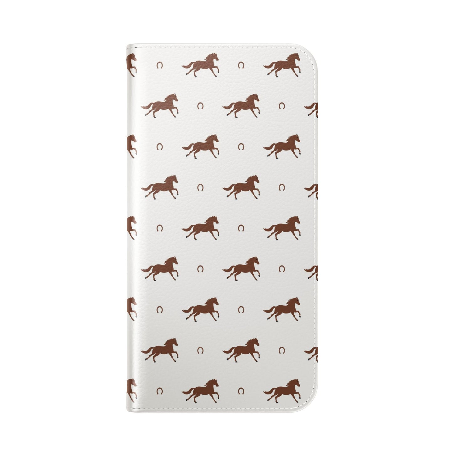Horse Pattern Flip Case — Leather Wallet Phone Cover with Galloping Horses