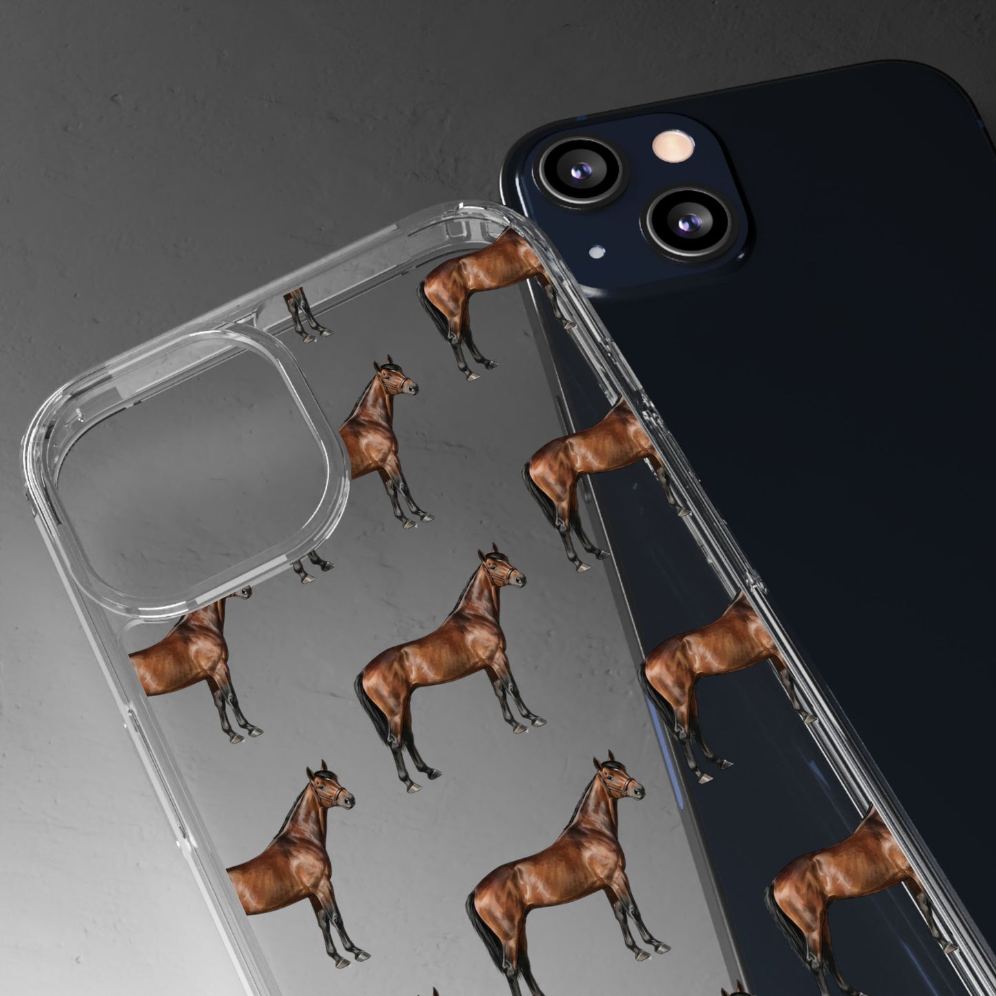 Horse Pattern Clear iPhone Case