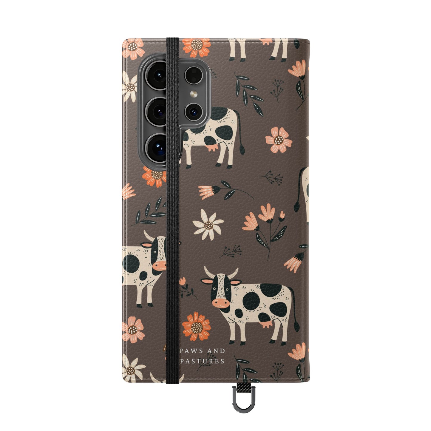 Cow Floral Flip Phone Case – Folklore Farm Pattern Wallet Case