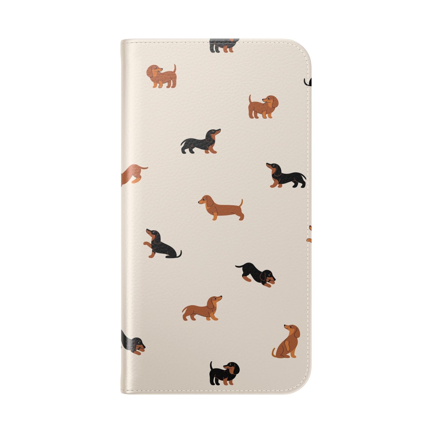Dachshund Pattern Flip Phone Case — Wallet Folio with Card Slots