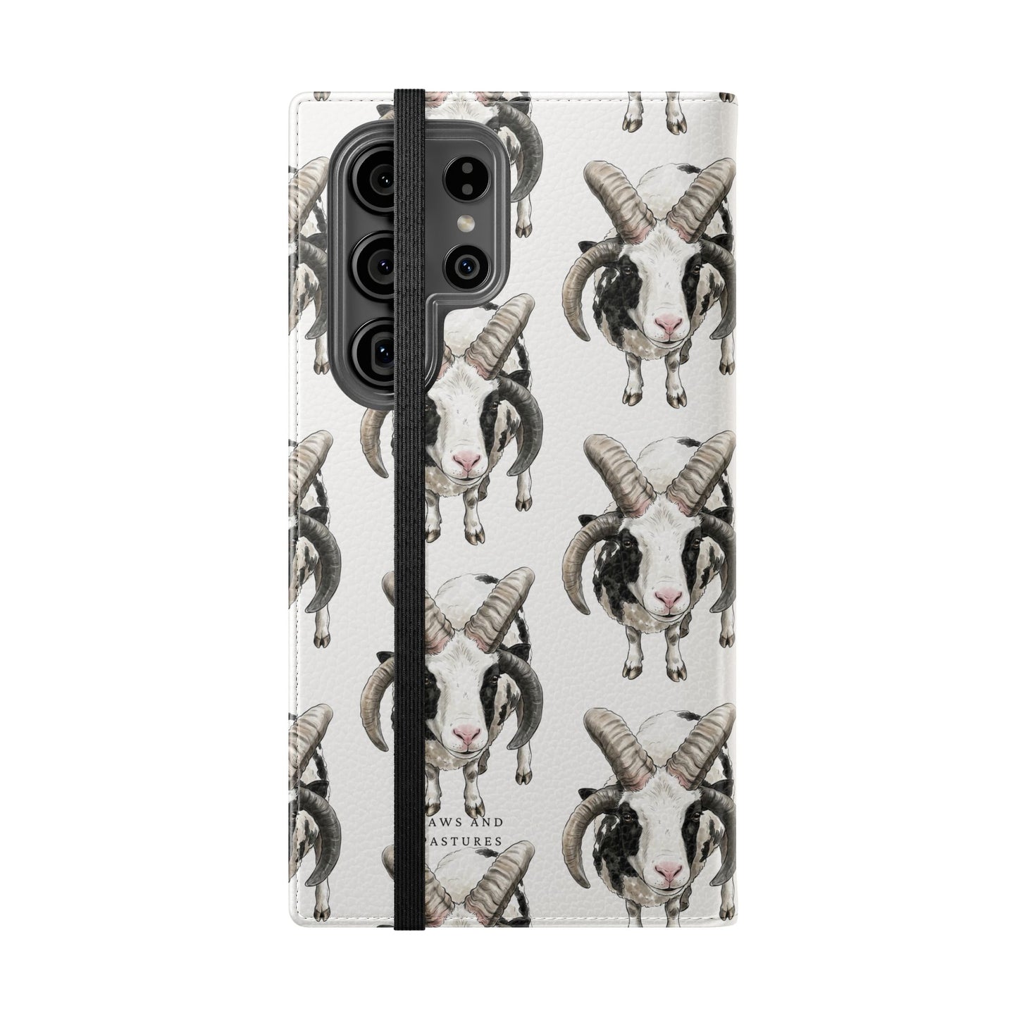 Jacob Sheep Pattern Flip Phone Case — Cute Farm Animal Wallet Cover