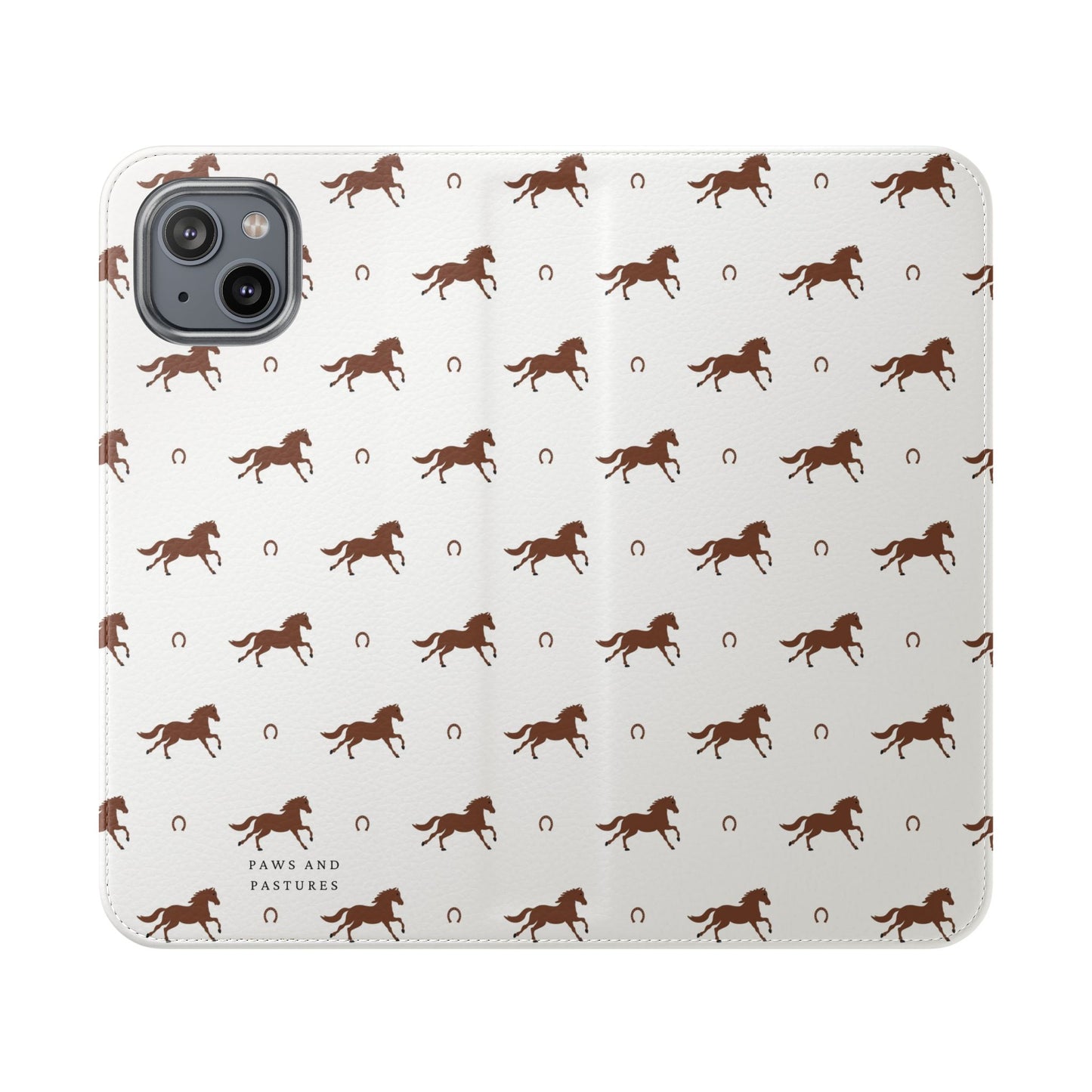 Horse Pattern Flip Case — Leather Wallet Phone Cover with Galloping Horses