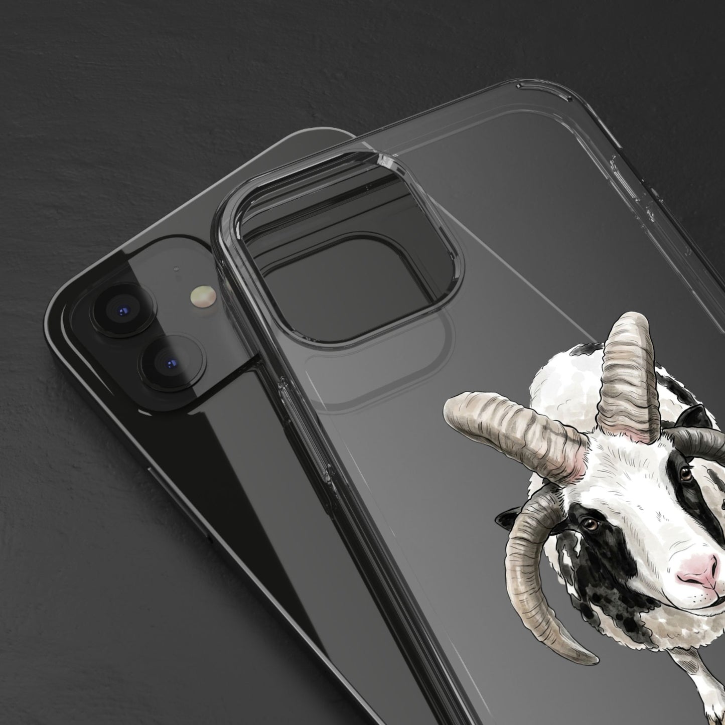 Jacob Sheep Clear Phone Case — Cute Goat Illustration Clear Case for Sheep Lovers