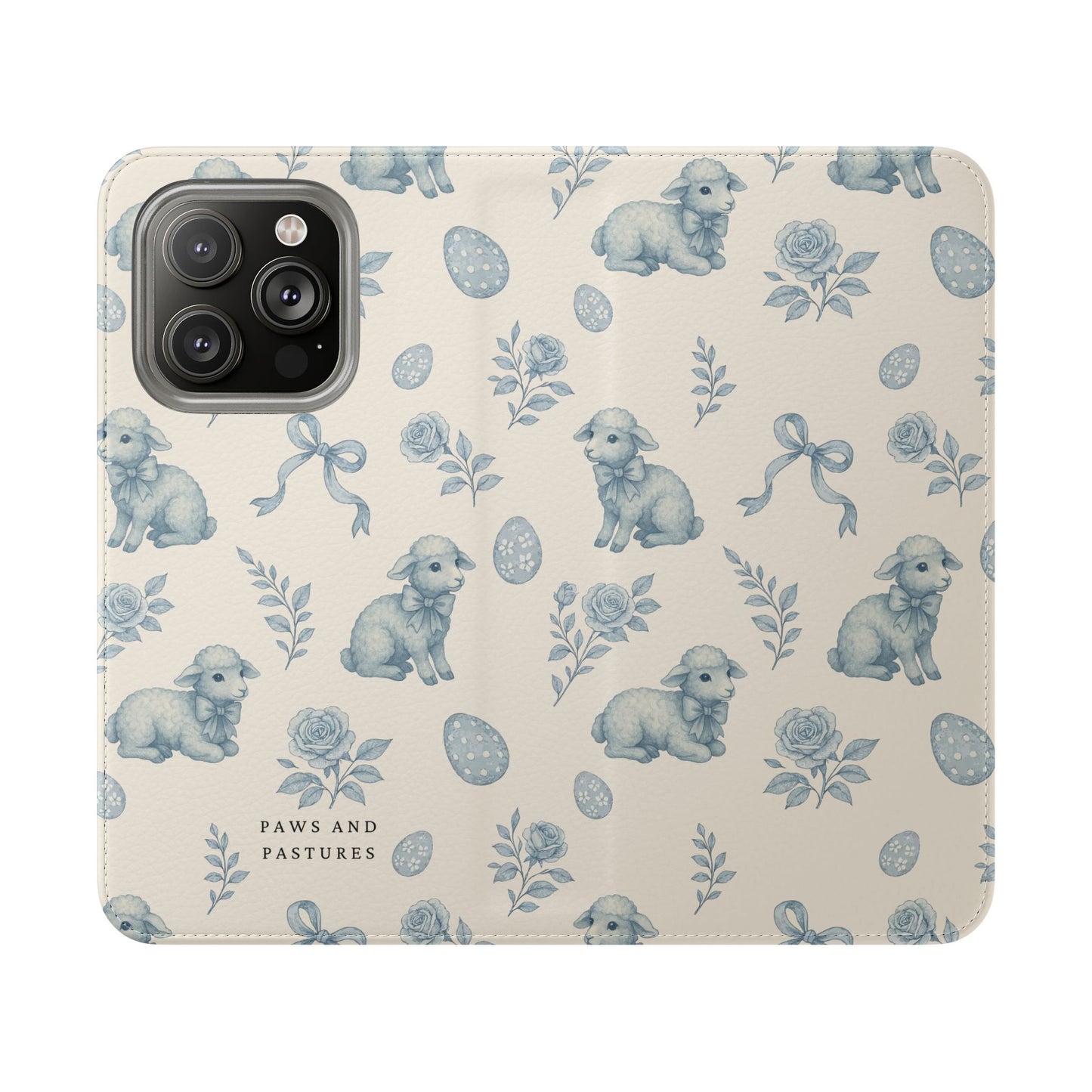 Flip Case — Pastel Blue Easter Lamb Pattern Phone Wallet