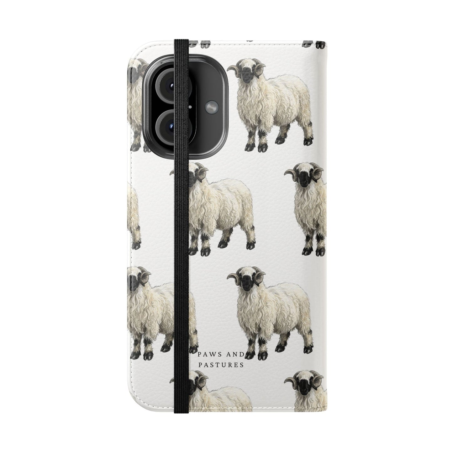 Valais Blacknose Sheep Pattern Flip Phone Case – Cute Farm Animal Wallet Cover