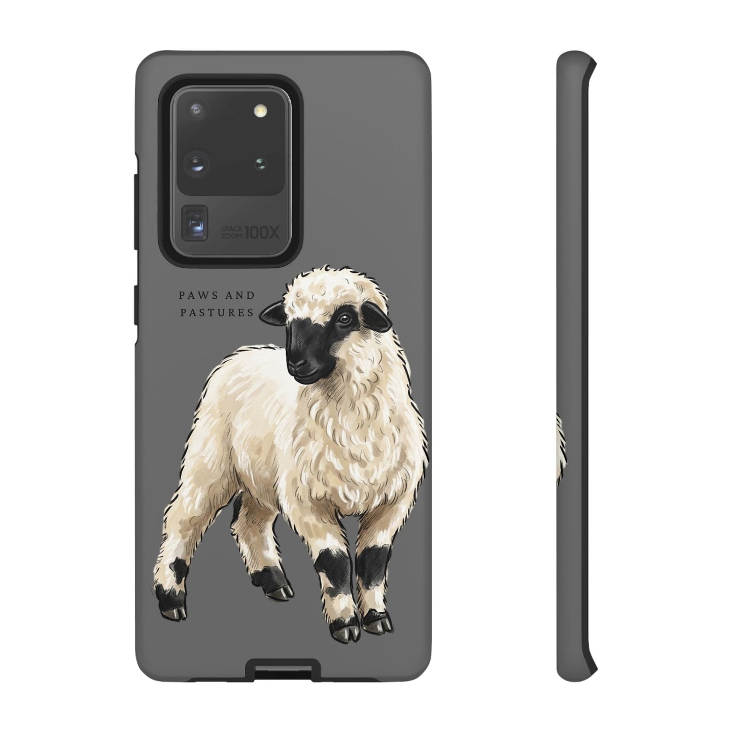 Grey Valais Blacknose Sheep Phone Case – 'Paws and Pastures' Cute Lamb Protective iPhone Cover