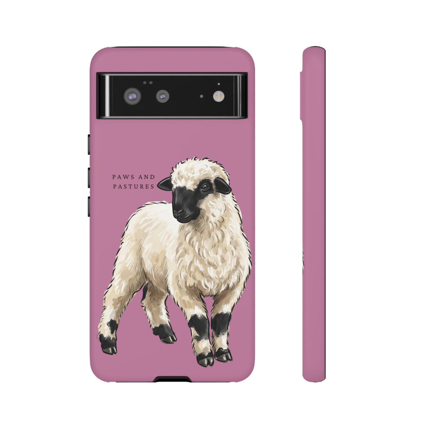 Pink Valais Blacknose Sheep Phone Case – 'Paws and Pastures' Cute Lamb Protective iPhone Cover
