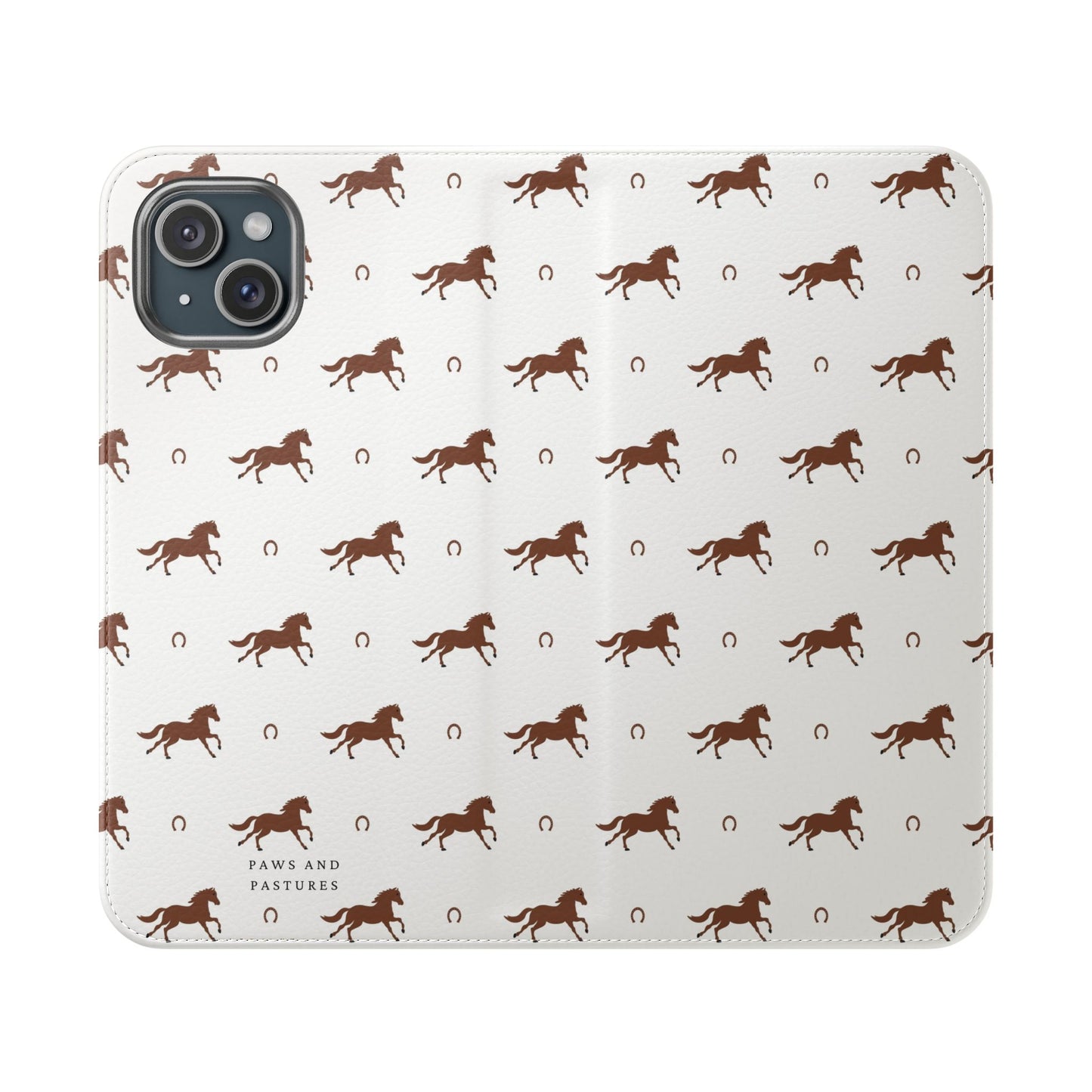 Horse Pattern Flip Case — Leather Wallet Phone Cover with Galloping Horses