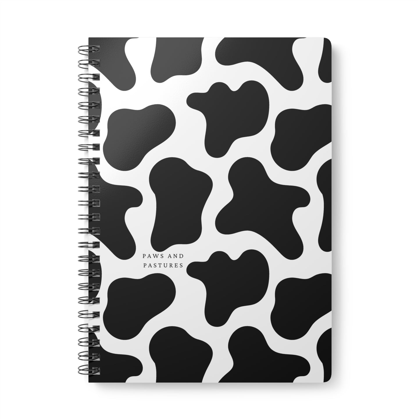 Cow Print A5 Spiral Notebook — Paws and Pastures Lined Journal