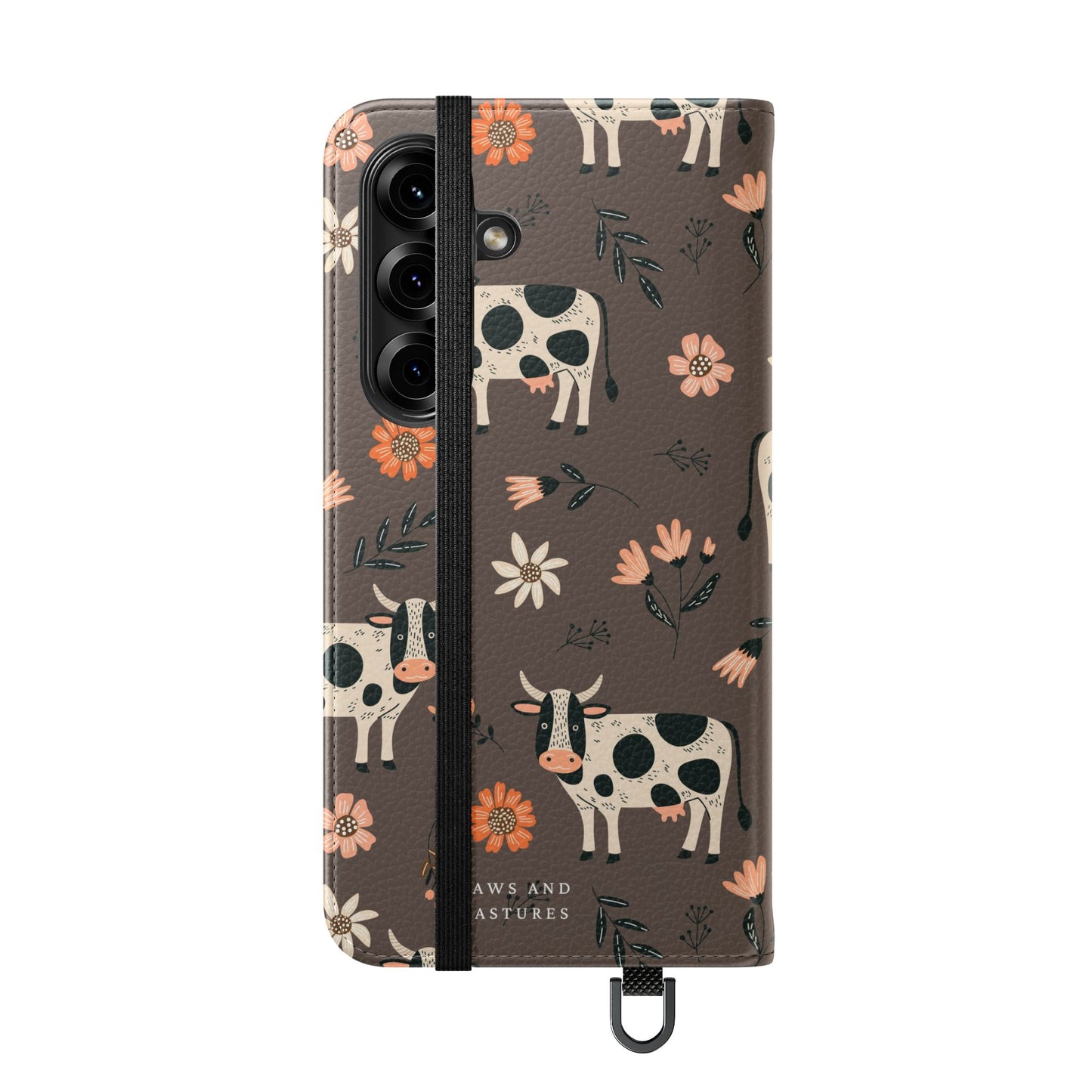 Cow Floral Flip Phone Case – Folklore Farm Pattern Wallet Case