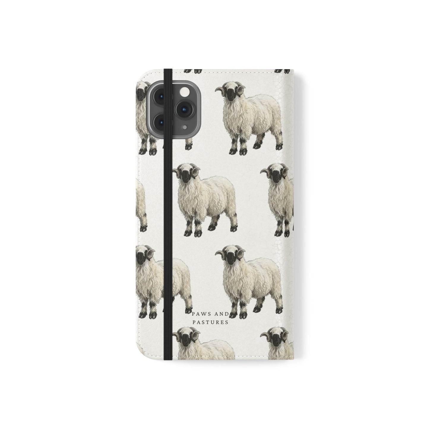 Valais Blacknose Sheep Pattern Flip Phone Case – Cute Farm Animal Wallet Cover