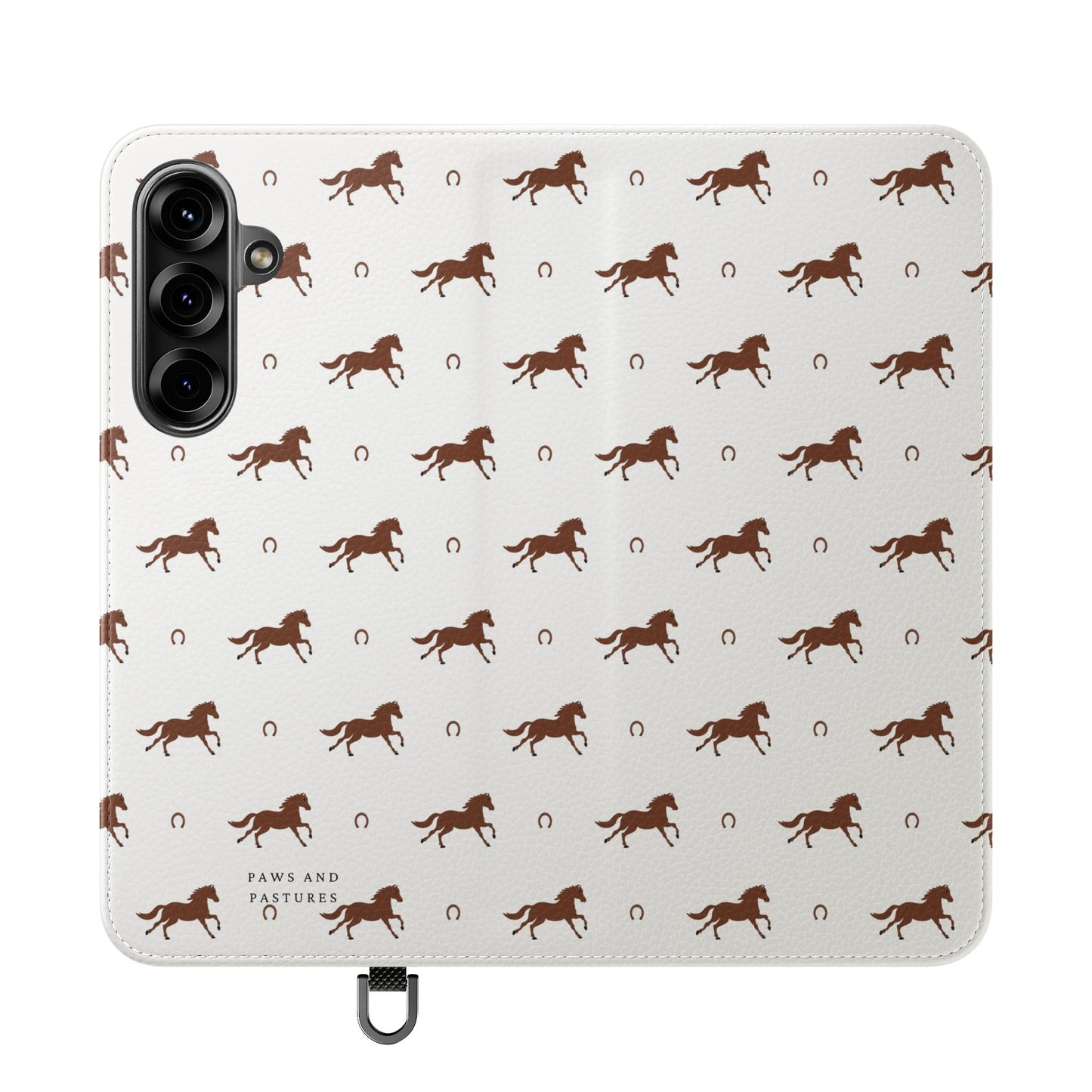 Horse Pattern Flip Case — Leather Wallet Phone Cover with Galloping Horses