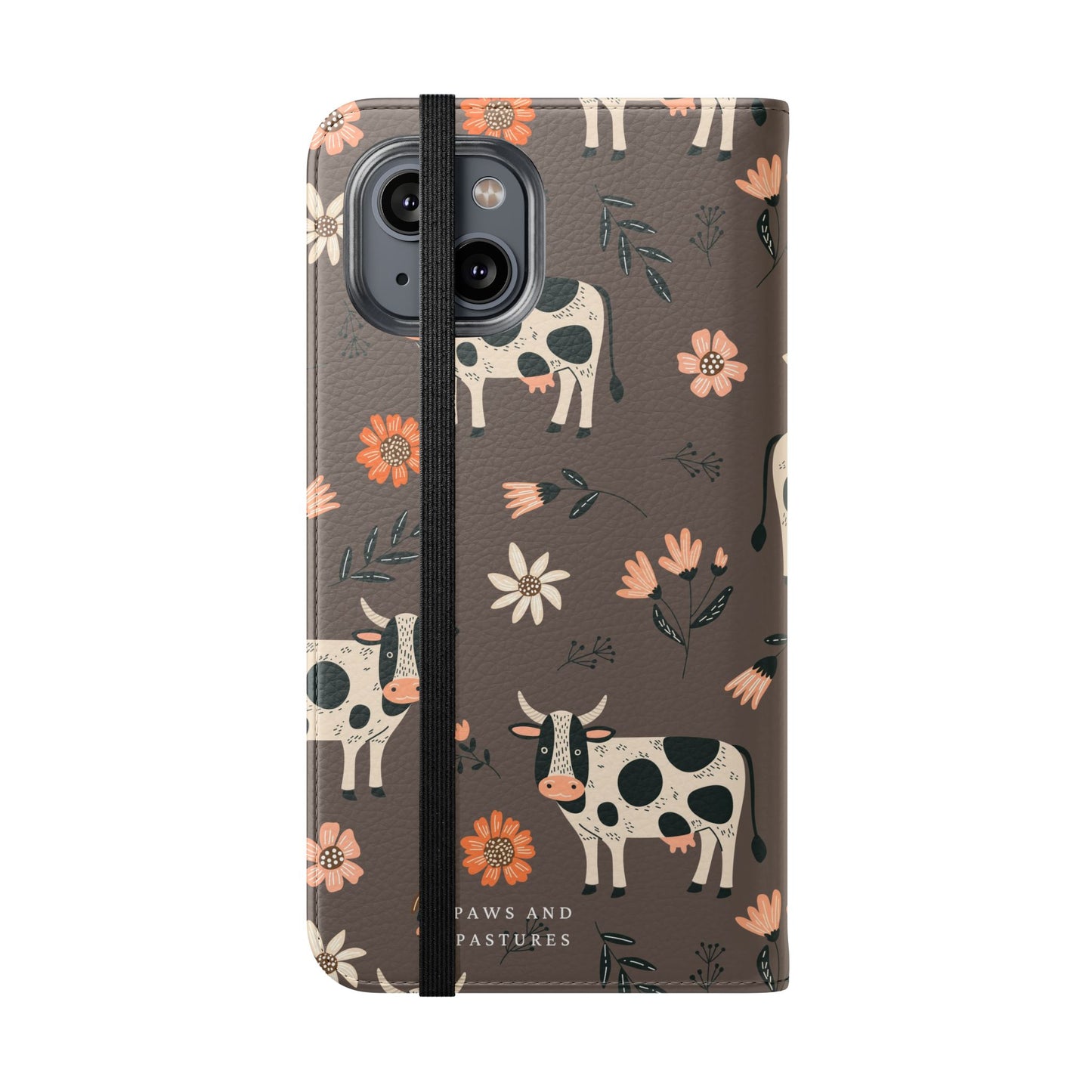 Cow Floral Flip Phone Case – Folklore Farm Pattern Wallet Case
