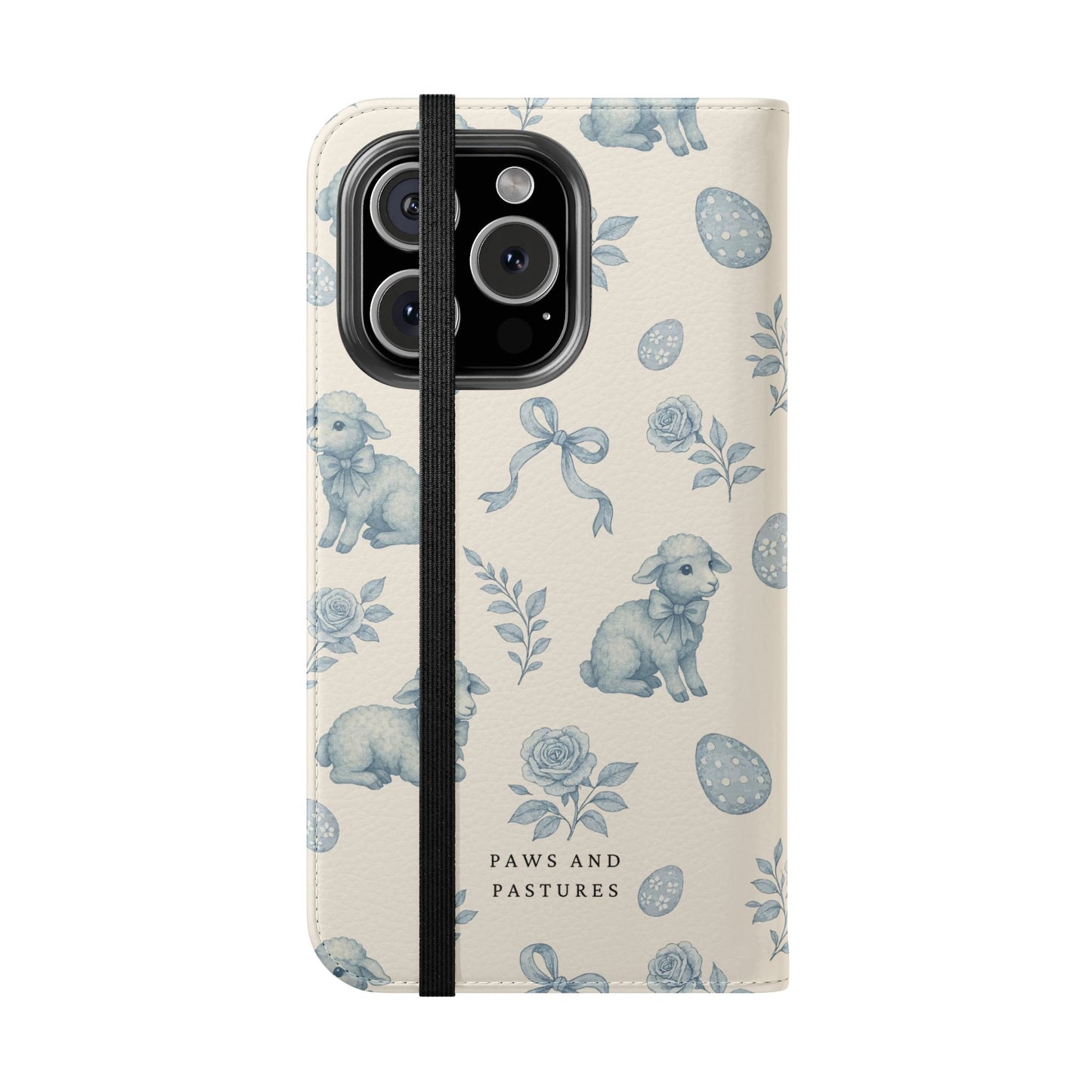Flip Case — Pastel Blue Easter Lamb Pattern Phone Wallet