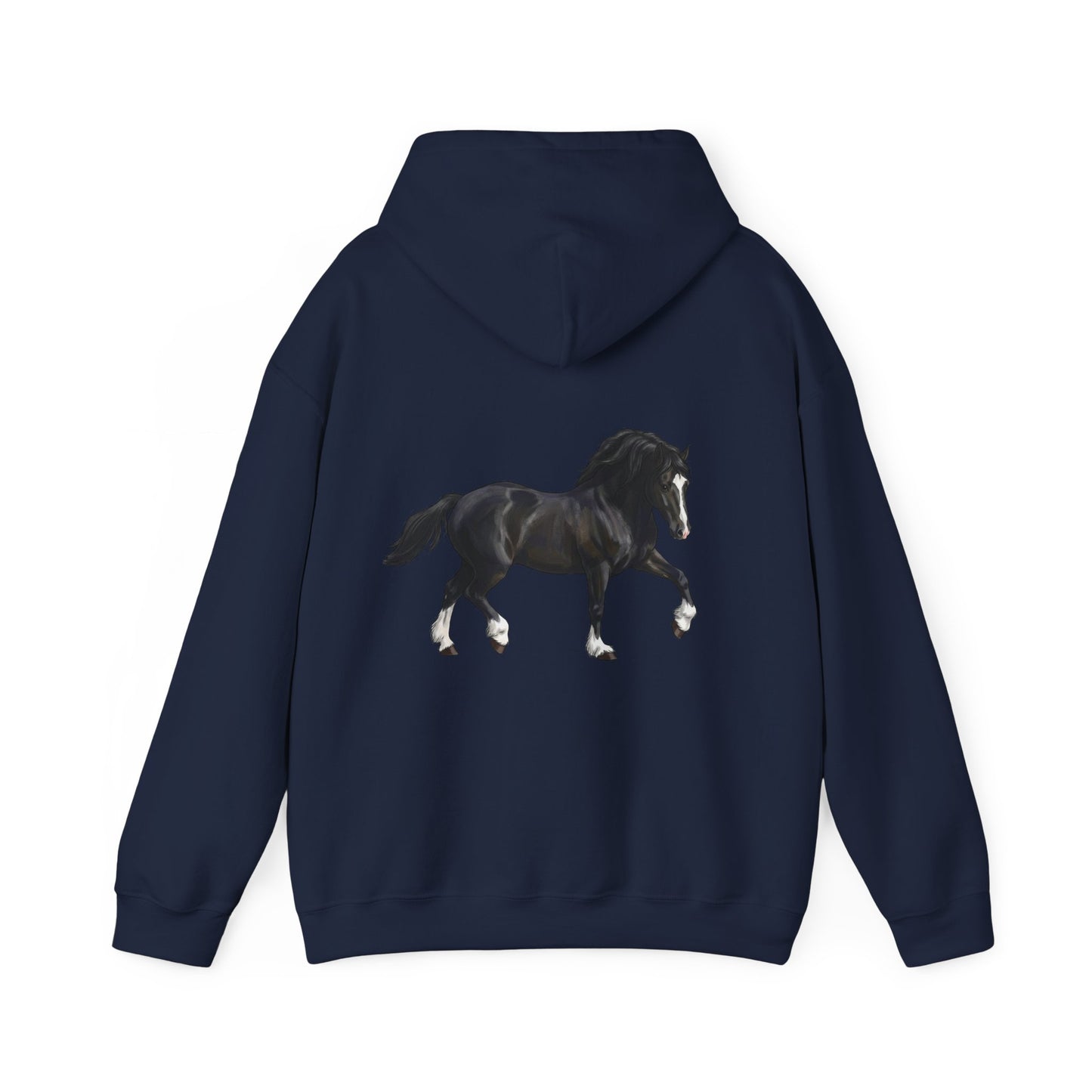 Black Horse Graphic Hoodie — Equestrian Sweatshirt with Prancing Stallion Print