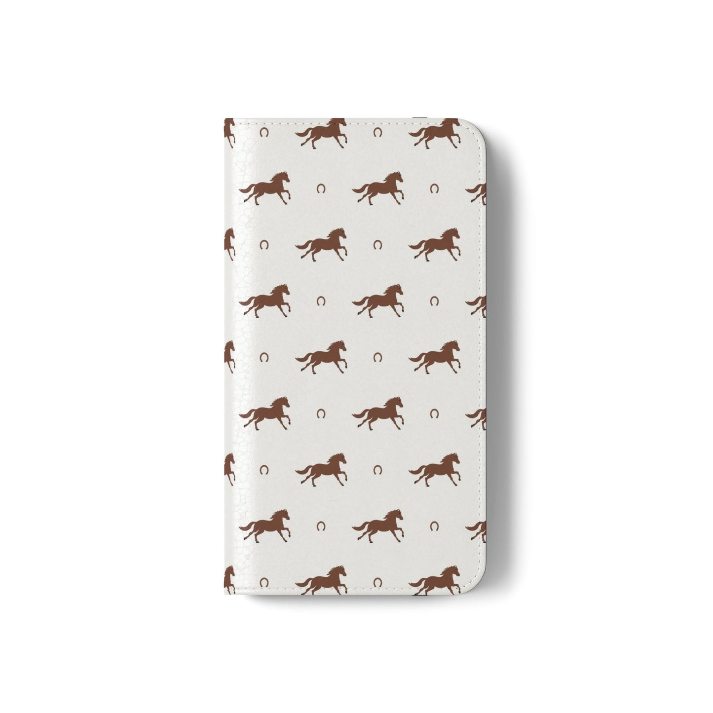 Horse Pattern Flip Case — Leather Wallet Phone Cover with Galloping Horses