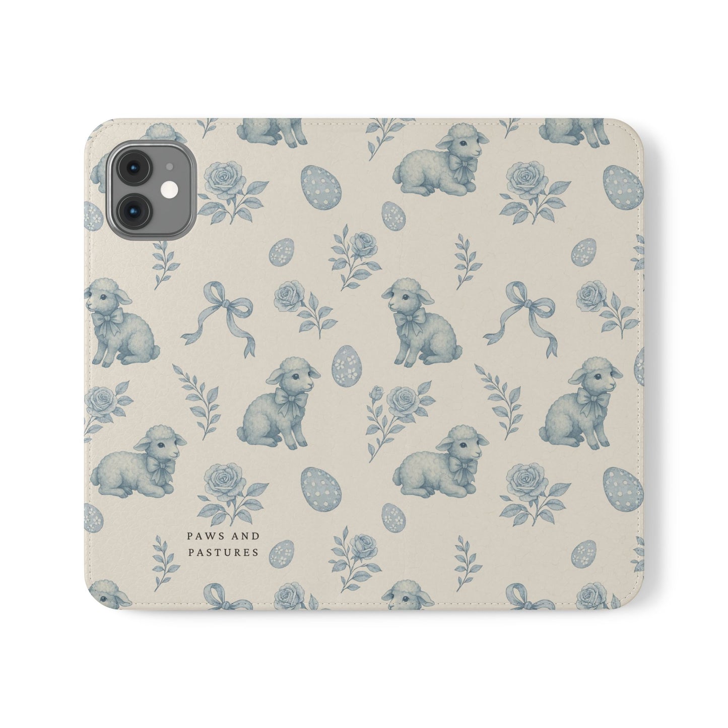 Flip Case — Pastel Blue Easter Lamb Pattern Phone Wallet