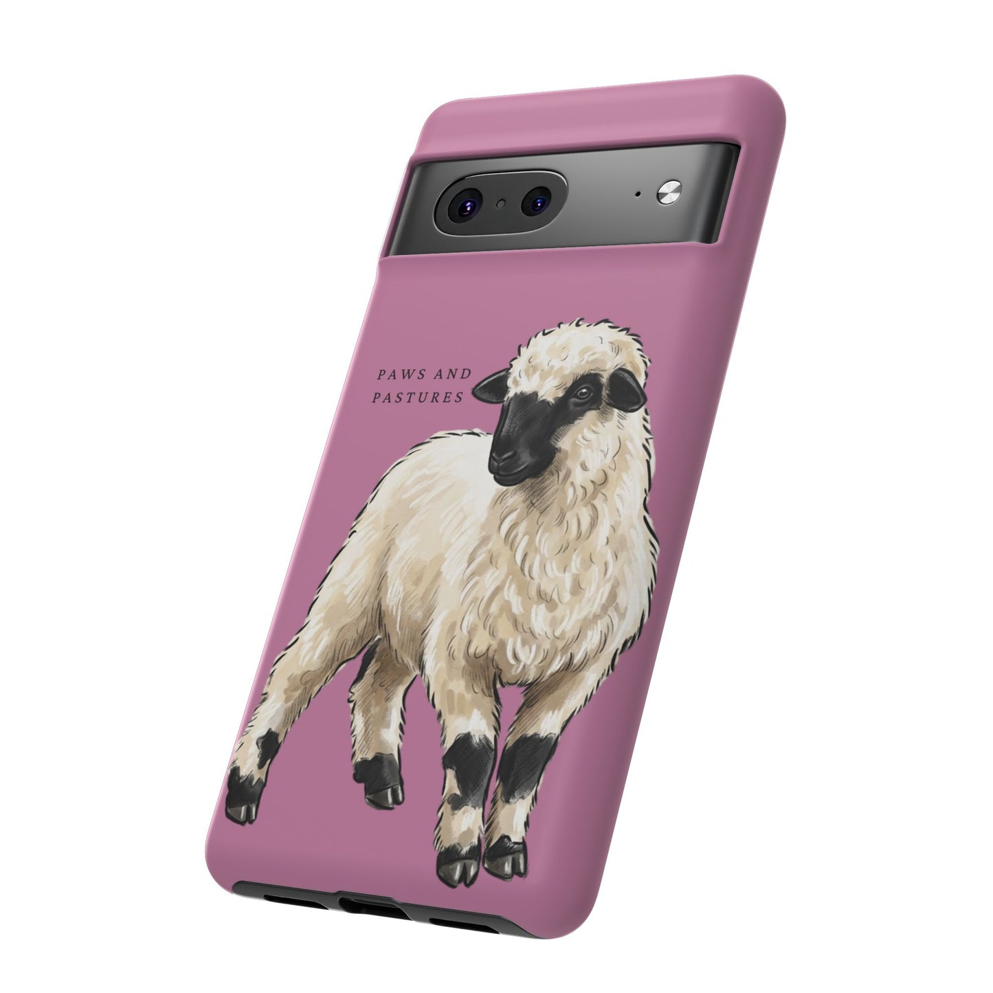 Pink Valais Blacknose Sheep Phone Case – 'Paws and Pastures' Cute Lamb Protective iPhone Cover