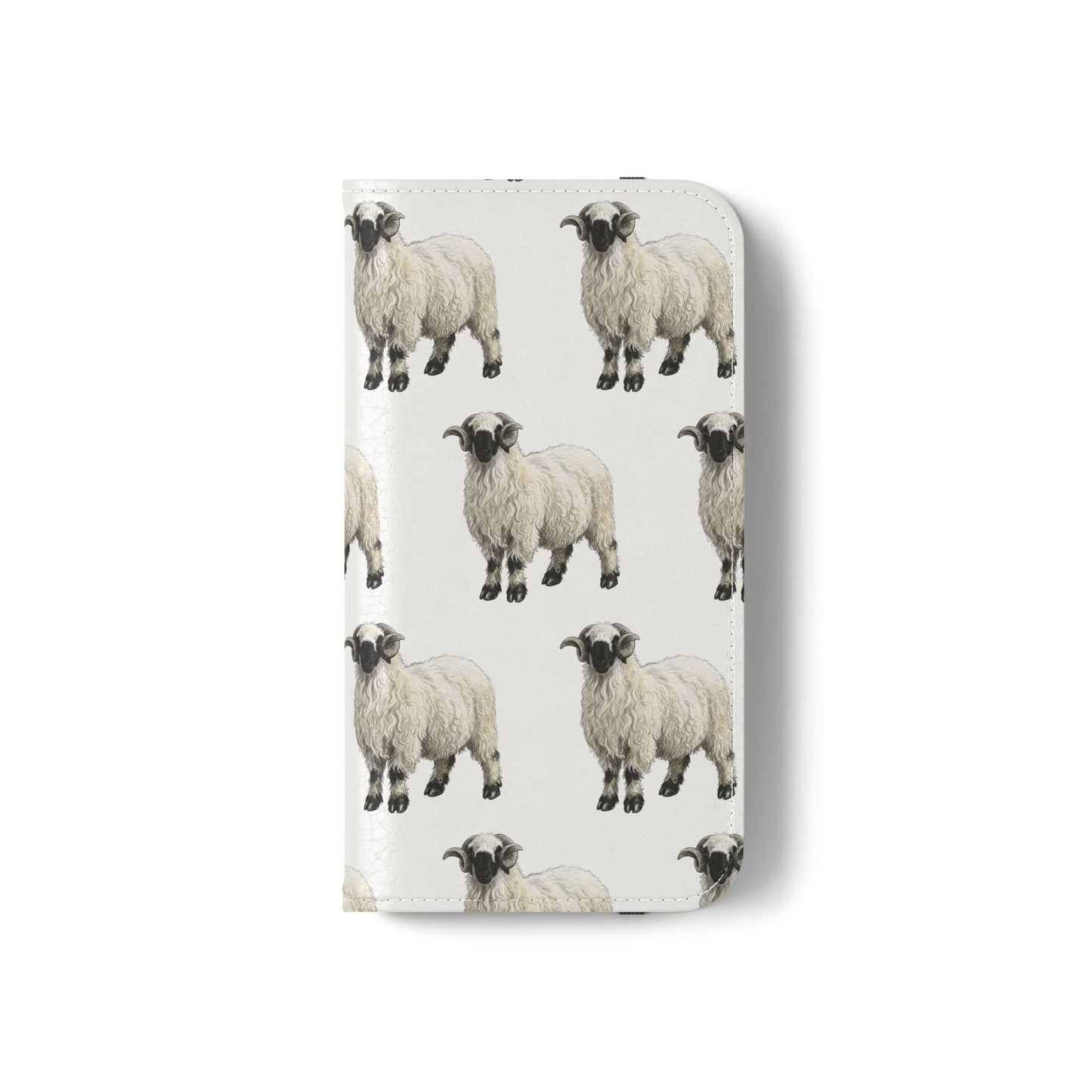 Valais Blacknose Sheep Pattern Flip Phone Case – Cute Farm Animal Wallet Cover