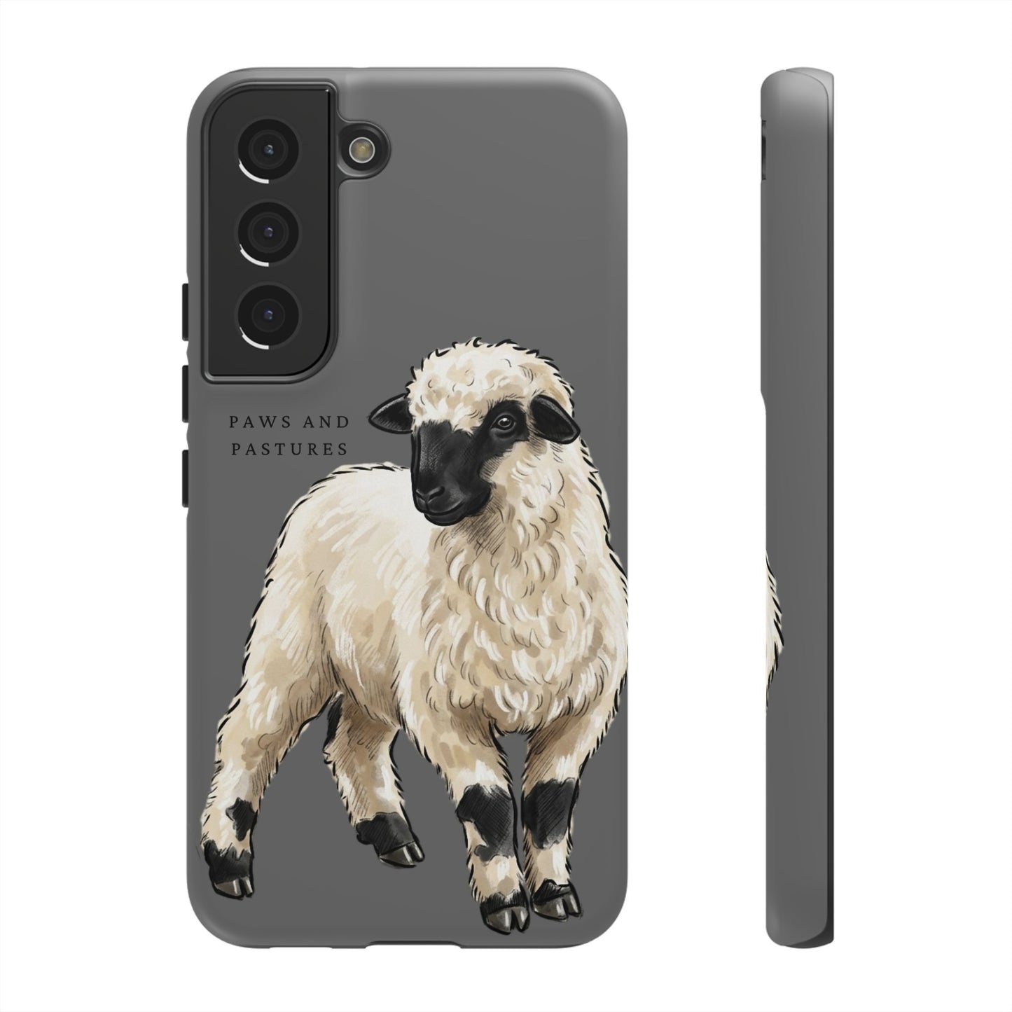 Grey Valais Blacknose Sheep Phone Case – 'Paws and Pastures' Cute Lamb Protective iPhone Cover