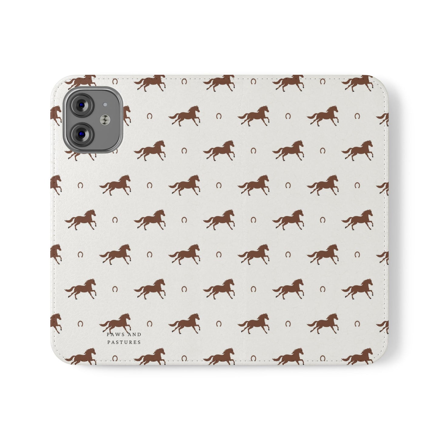 Horse Pattern Flip Case — Leather Wallet Phone Cover with Galloping Horses