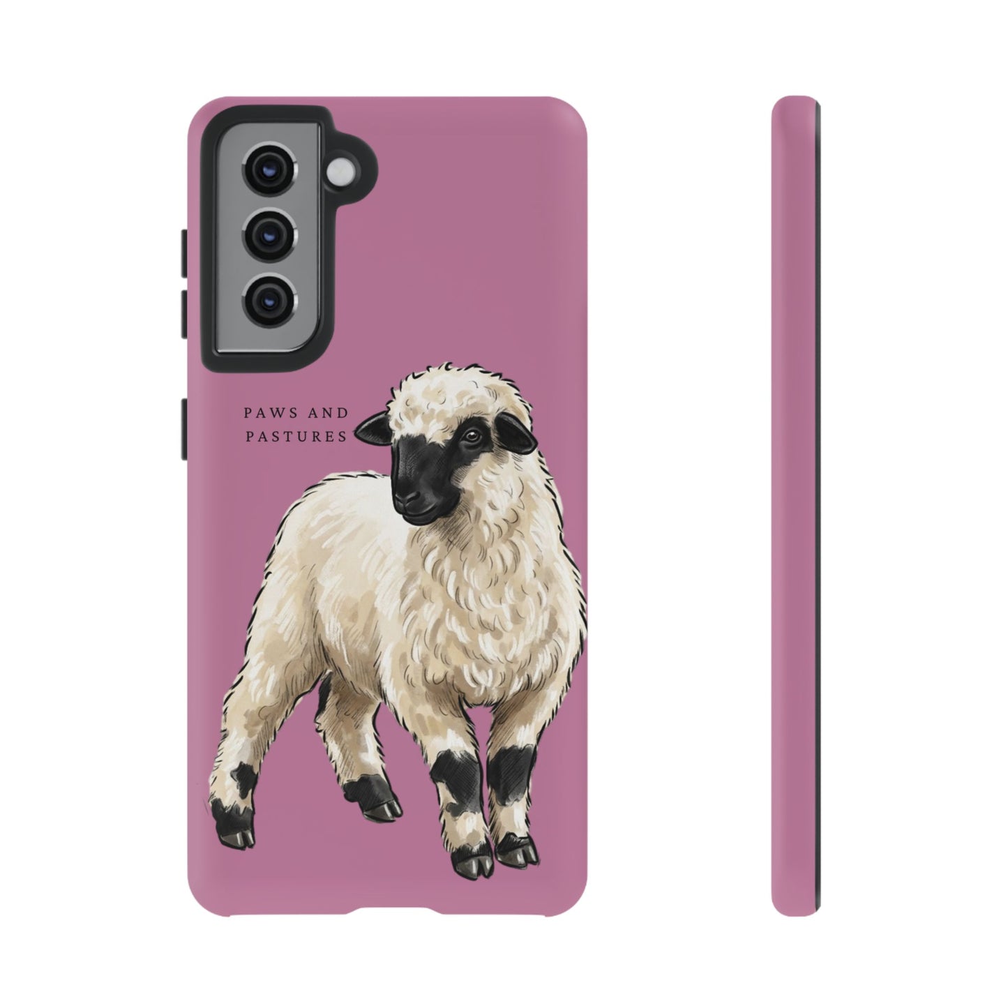 Pink Valais Blacknose Sheep Phone Case – 'Paws and Pastures' Cute Lamb Protective iPhone Cover