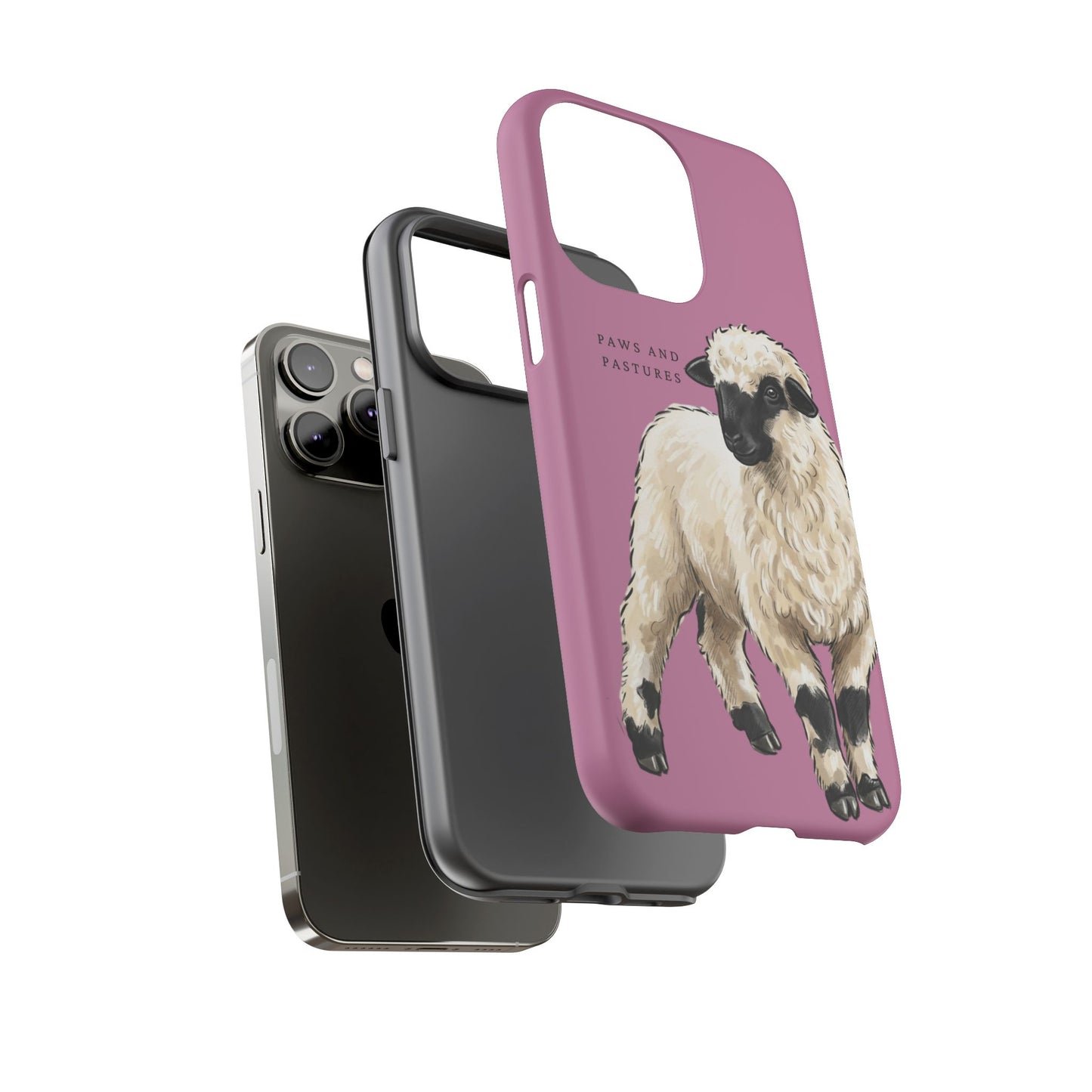Pink Valais Blacknose Sheep Phone Case – 'Paws and Pastures' Cute Lamb Protective iPhone Cover