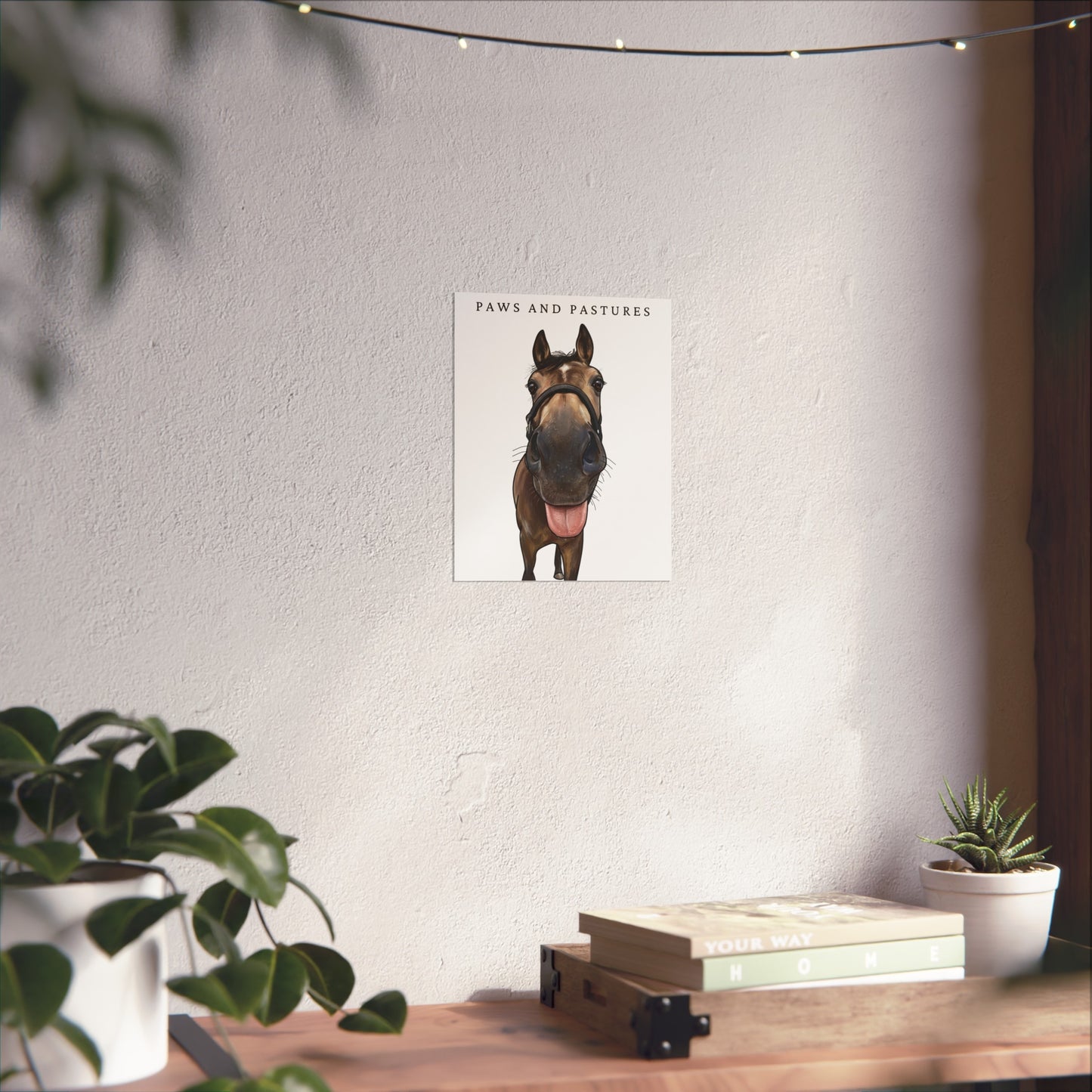 Paws and Pastures Funny Horse Fine Art Poster — Cute Tongue-Out Equine Wall Art