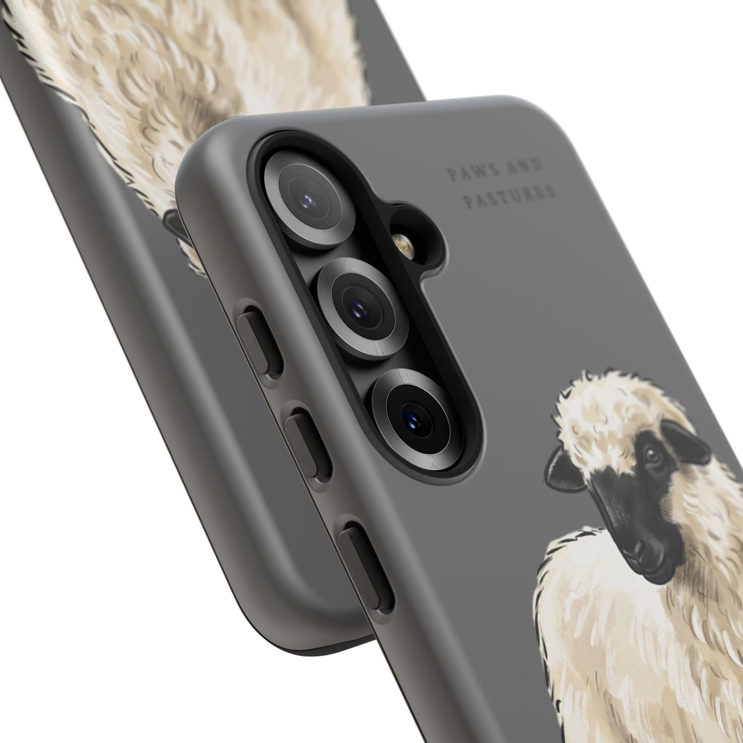 Grey Valais Blacknose Sheep Phone Case – 'Paws and Pastures' Cute Lamb Protective iPhone Cover