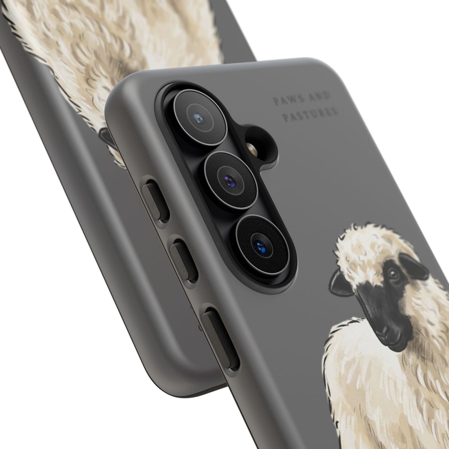 Grey Valais Blacknose Sheep Phone Case – 'Paws and Pastures' Cute Lamb Protective iPhone Cover