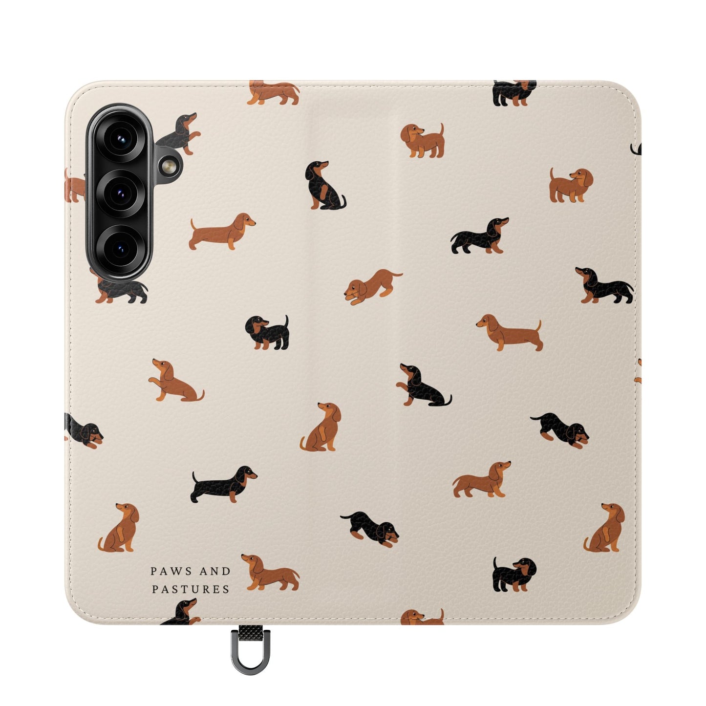 Dachshund Pattern Flip Phone Case — Wallet Folio with Card Slots
