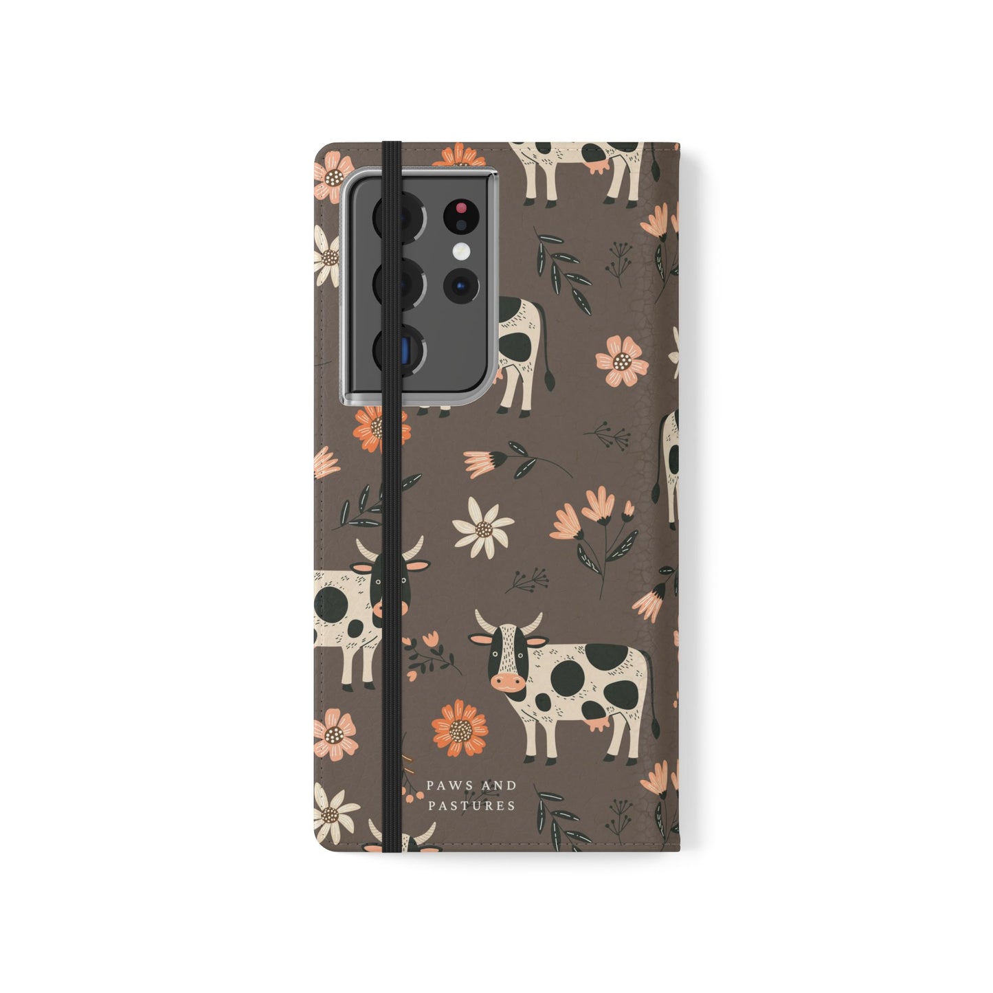 Cow Floral Flip Phone Case – Folklore Farm Pattern Wallet Case