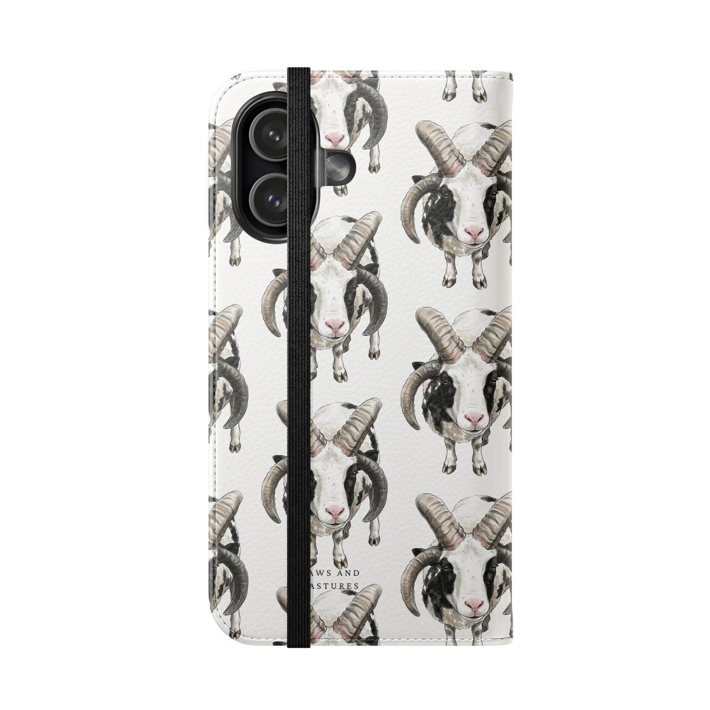 Jacob Sheep Pattern Flip Phone Case — Cute Farm Animal Wallet Cover