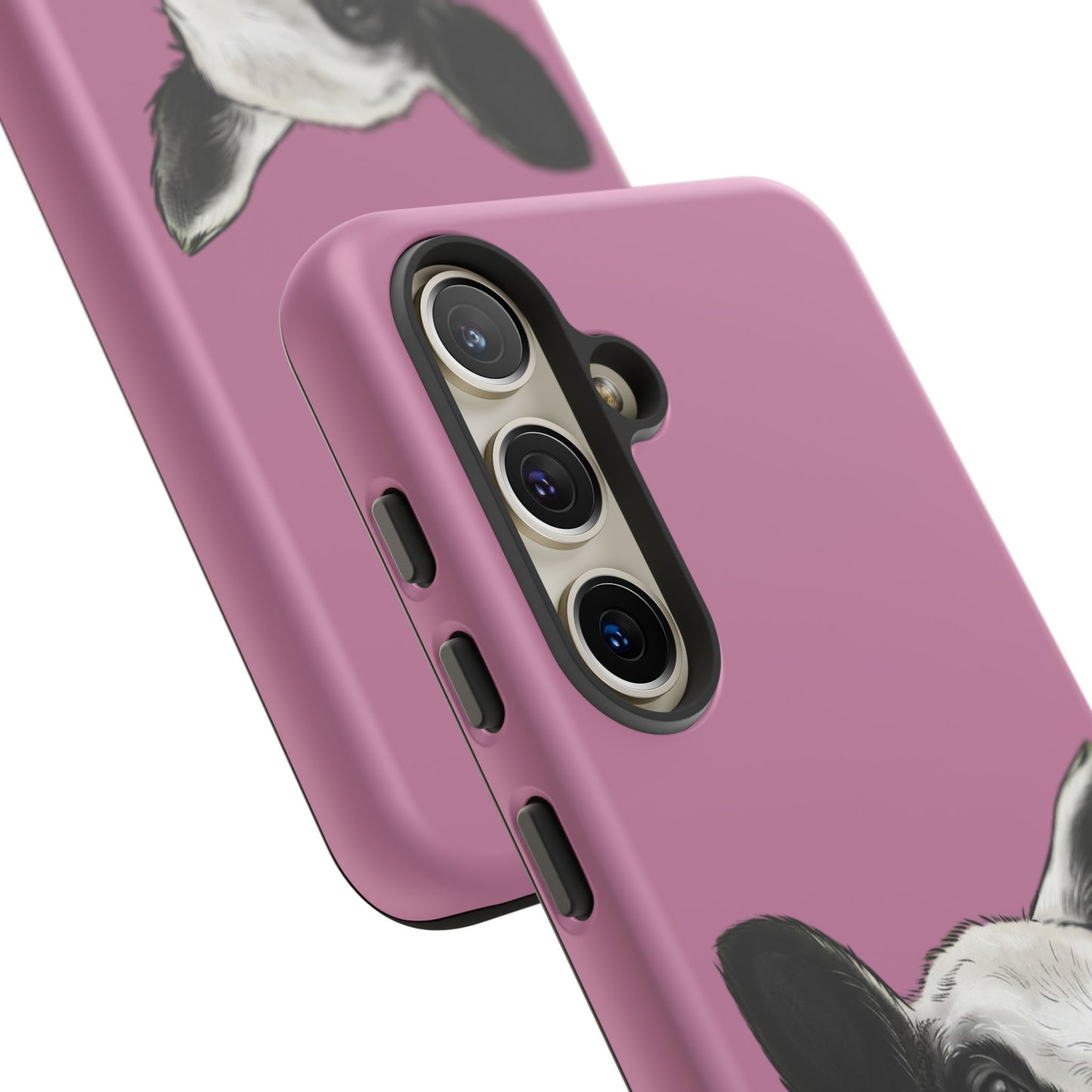 Pink Dutch Spotted Sheep Portrait Phone Case - Black & White Lamb Illustration Protective Cover