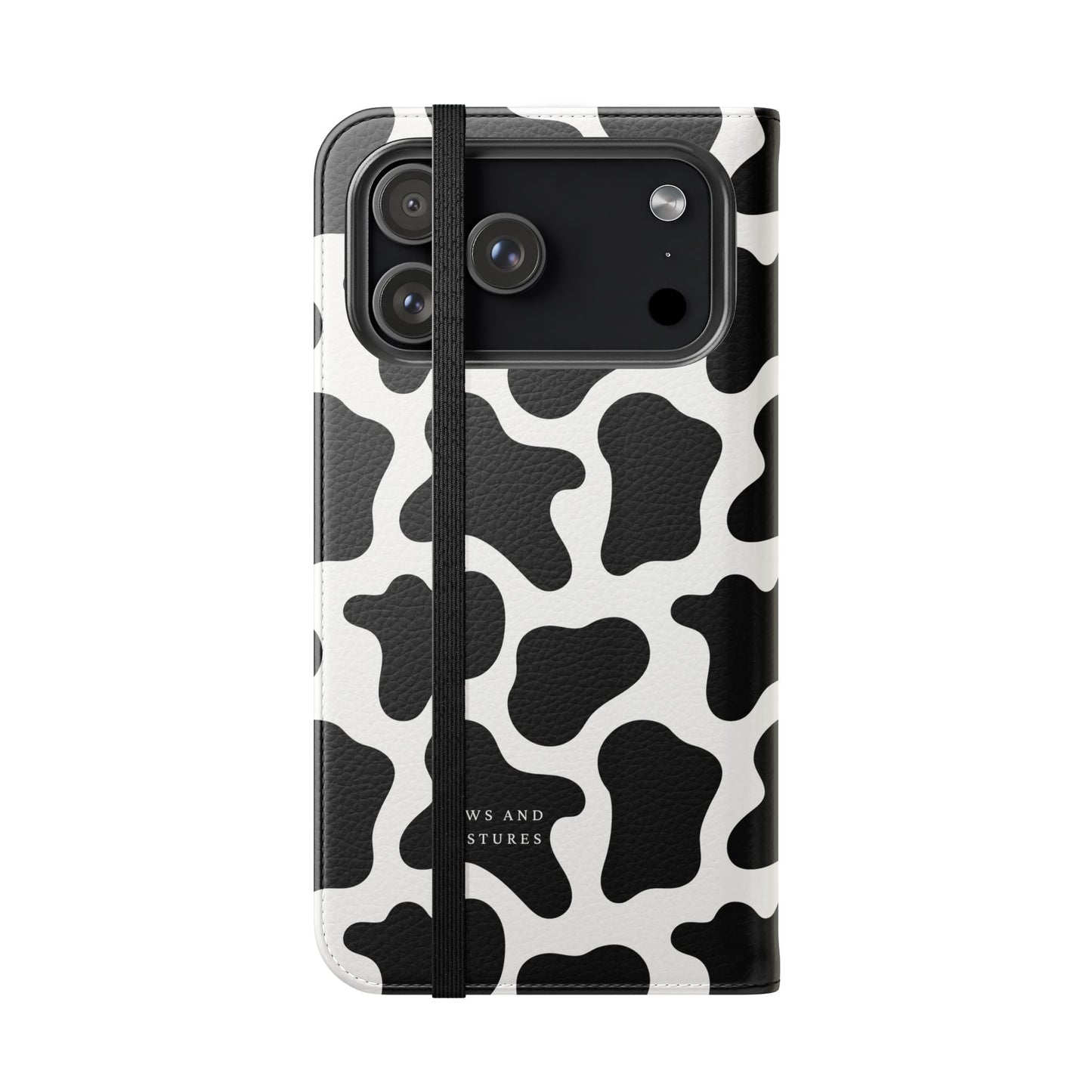 Cow Print Flip Phone Case — Black & White Wallet Flip Case