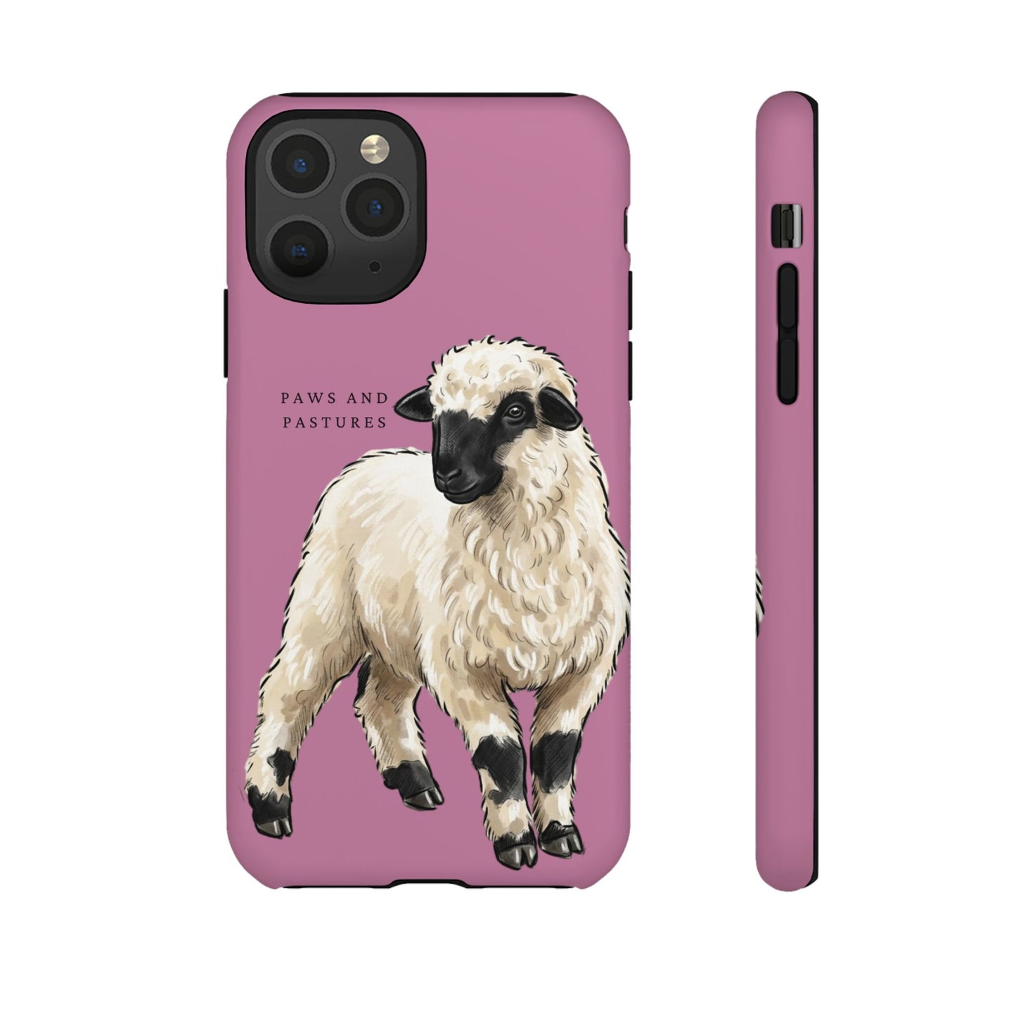Pink Valais Blacknose Sheep Phone Case – 'Paws and Pastures' Cute Lamb Protective iPhone Cover