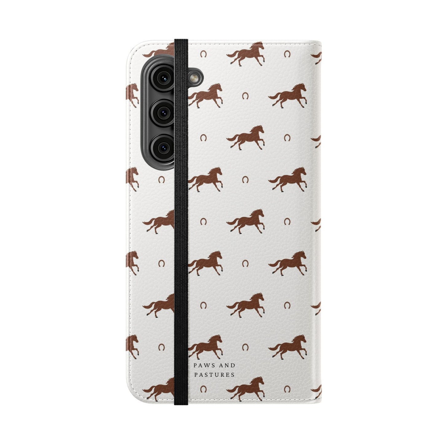 Horse Pattern Flip Case — Leather Wallet Phone Cover with Galloping Horses