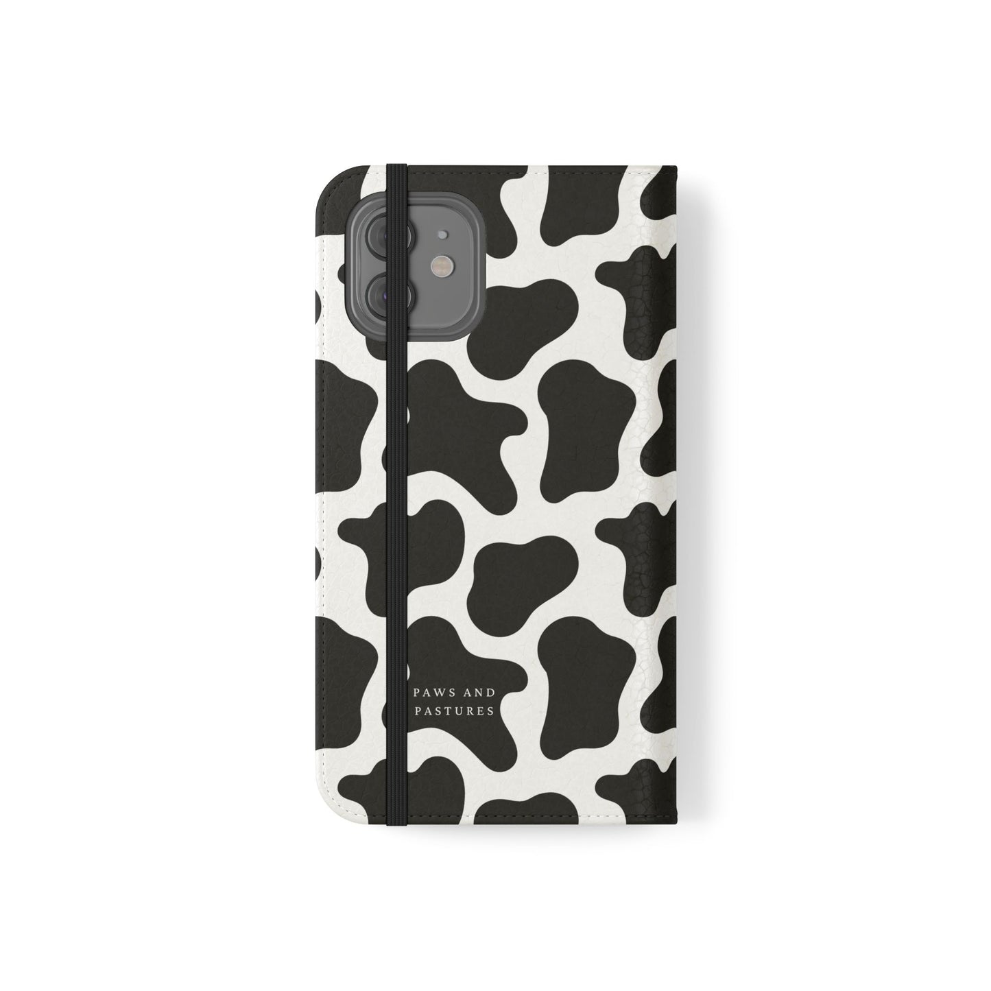 Cow Print Flip Phone Case — Black & White Wallet Flip Case