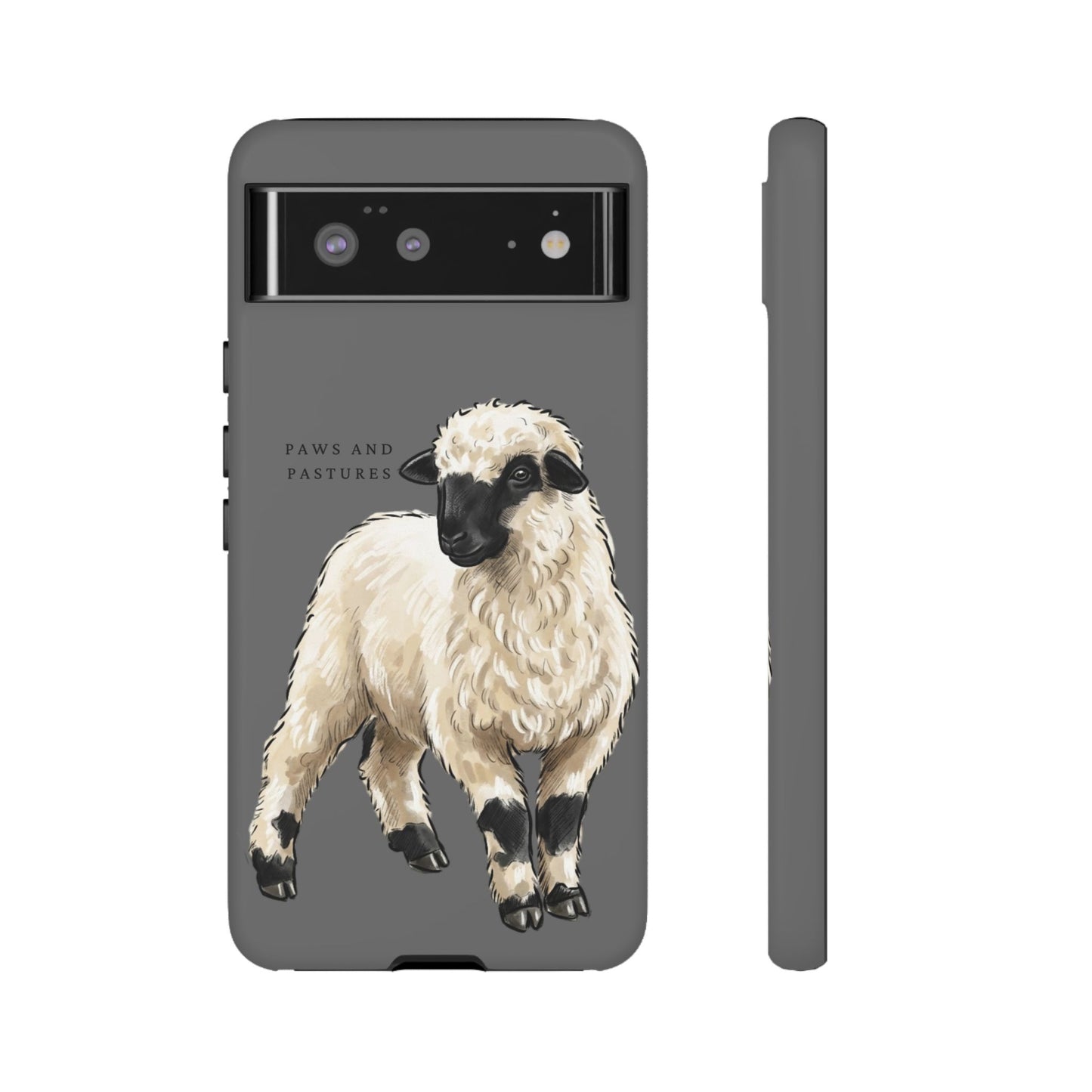 Grey Valais Blacknose Sheep Phone Case – 'Paws and Pastures' Cute Lamb Protective iPhone Cover