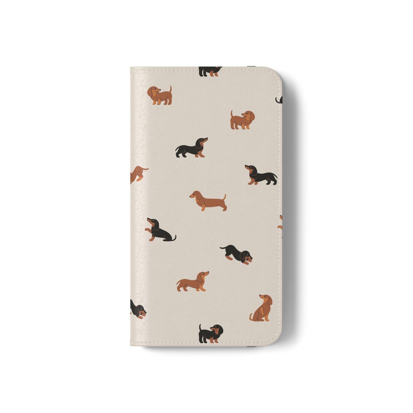 Dachshund Pattern Flip Phone Case — Wallet Folio with Card Slots
