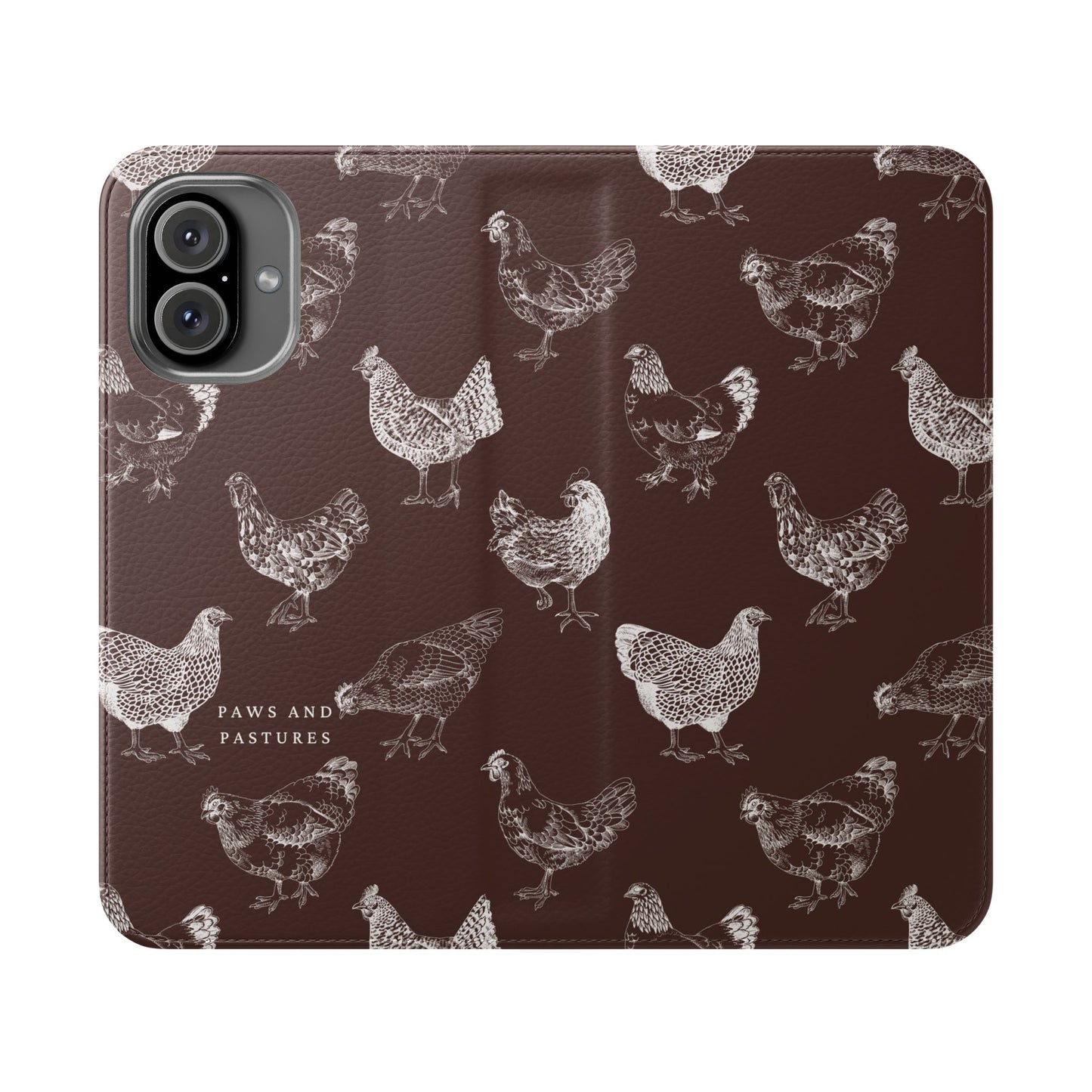 Chicken Pattern Flip Phone Case – Rustic Farmhouse Wallet Cover