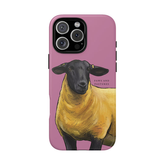 Suffolk Sheep Illustration Pink Tough Phone Case