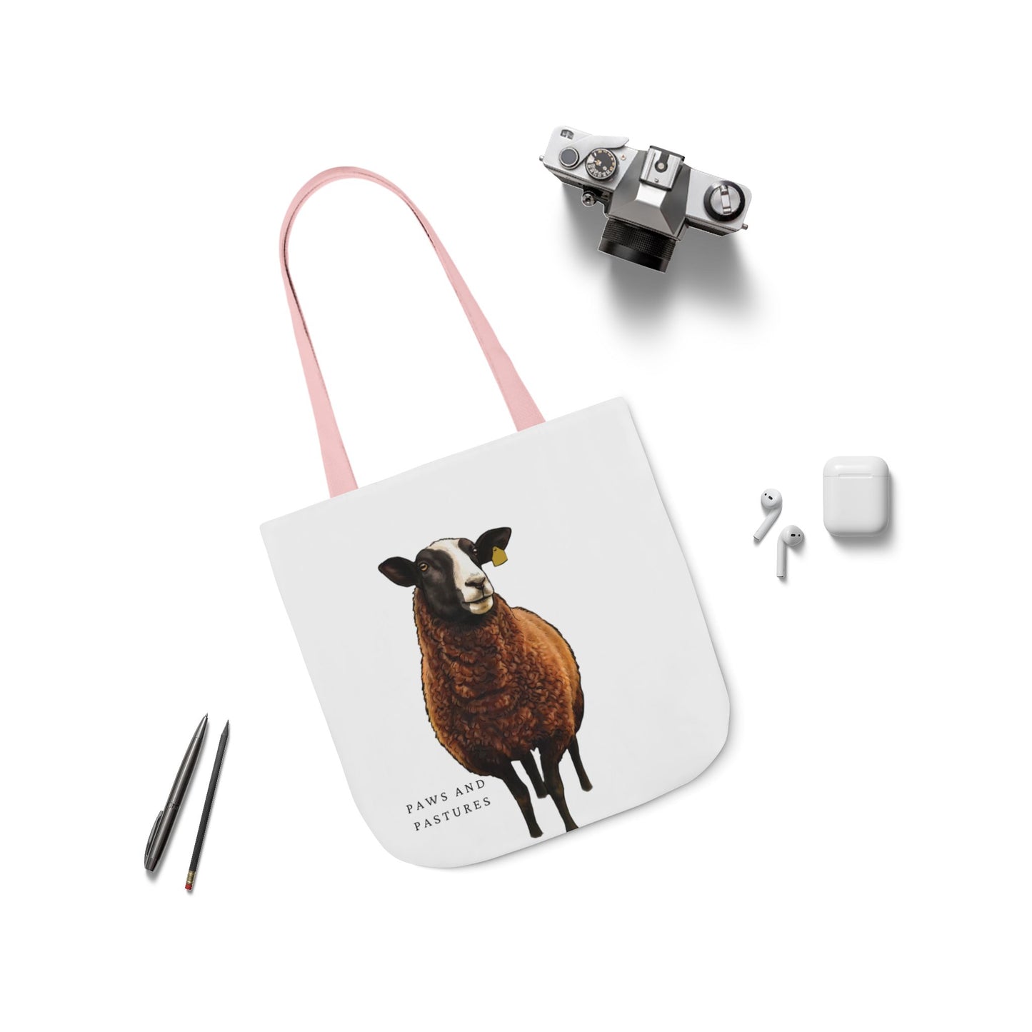 Zwartble Sheep Illustration Tote Bag — Cute Brown Sheep Canvas Shopping Tote
